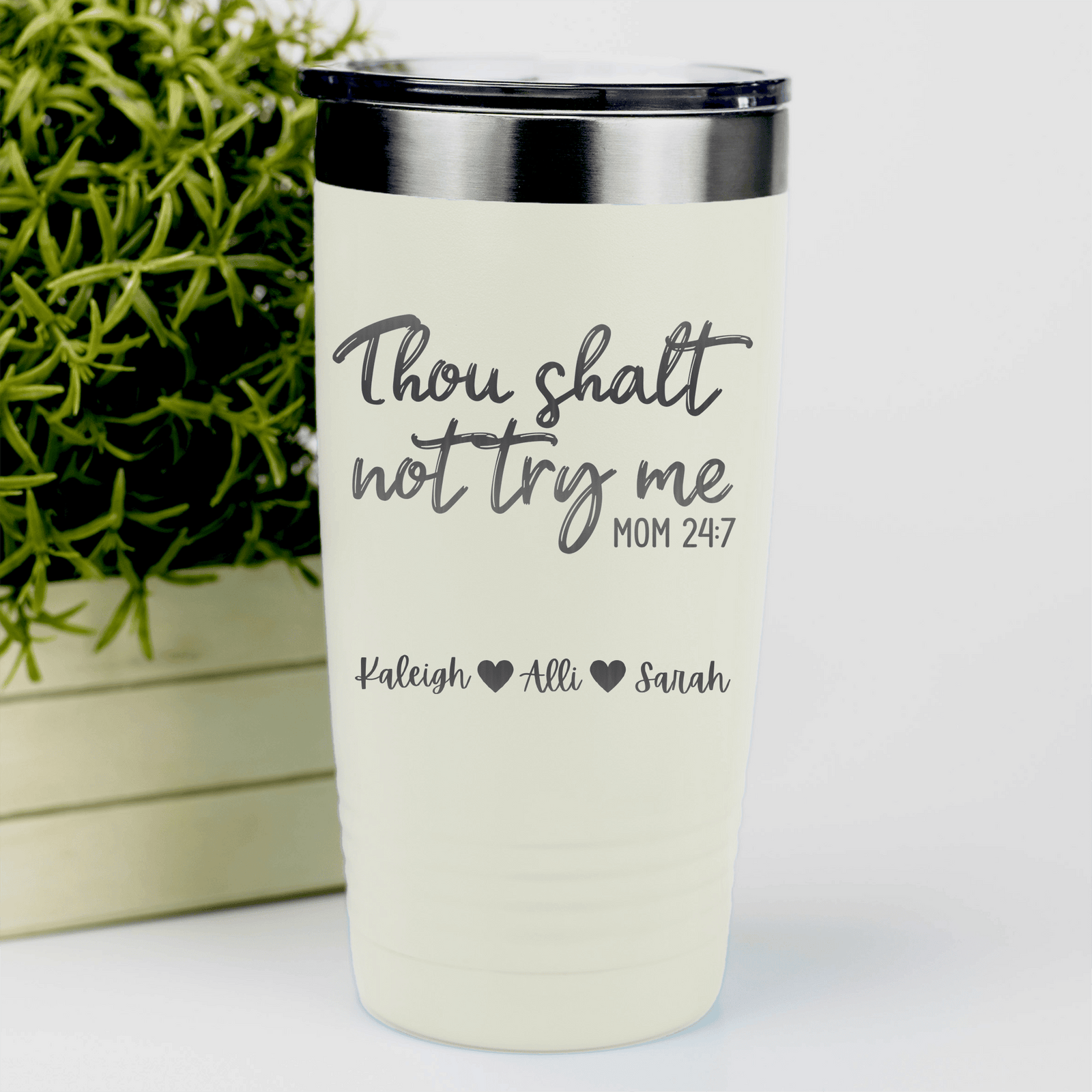 White Mothers Day Tumbler With Moms Revelations Design