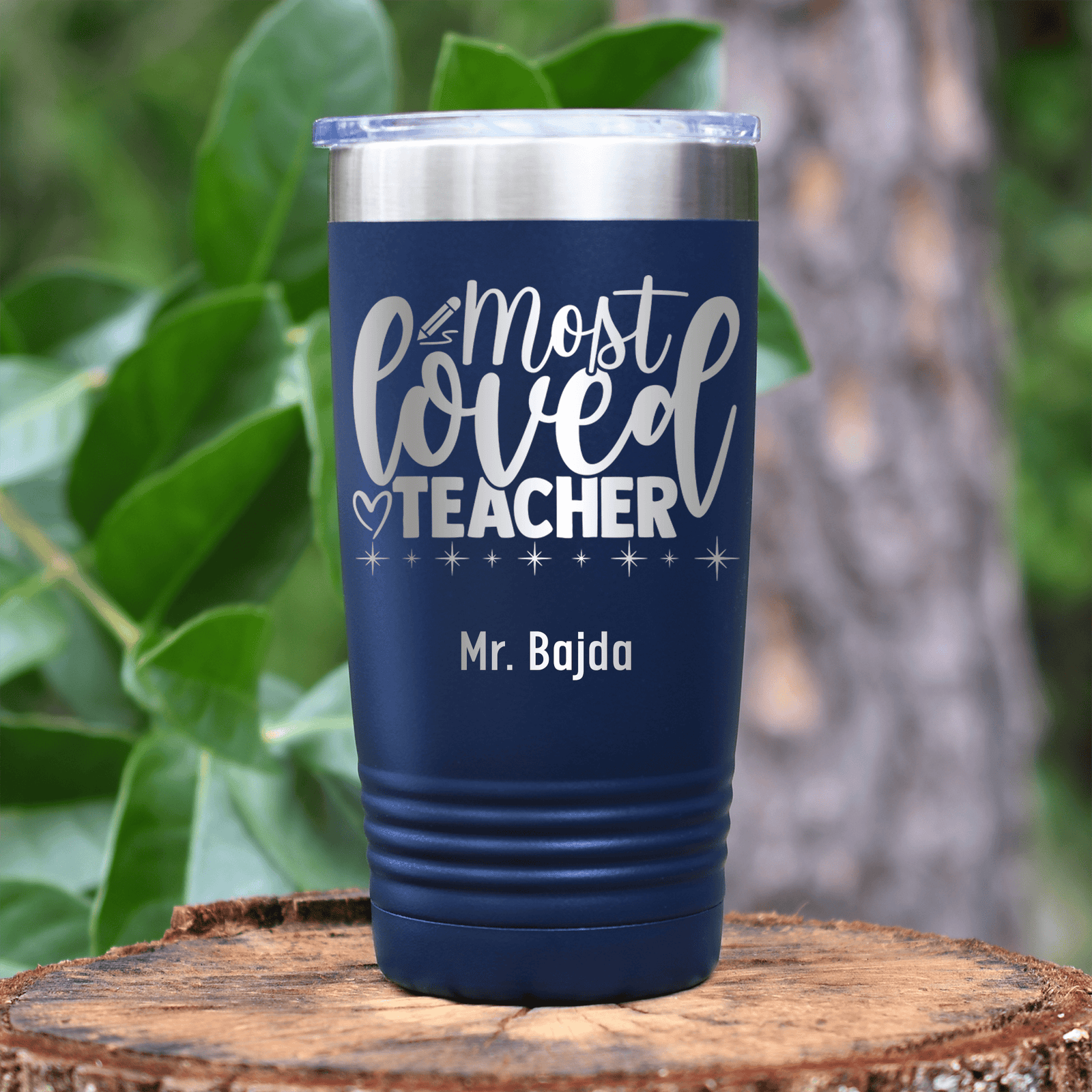 Navy Teacher Tumbler With Most Loved Teacher Design