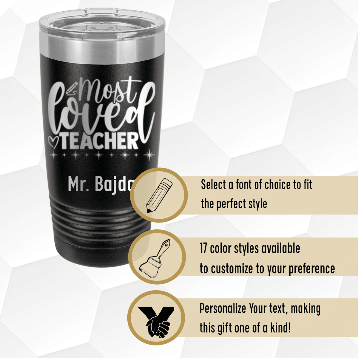 Personalized Most Loved Teacher Tumbler for her, Customized Gifts for Women by Groovy Girl Gifts