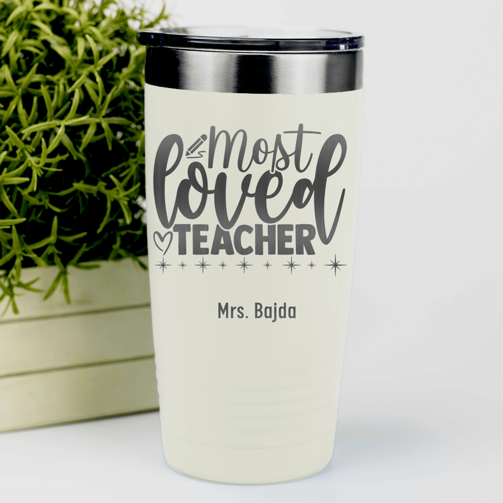 White Teacher Tumbler With Most Loved Teacher Design