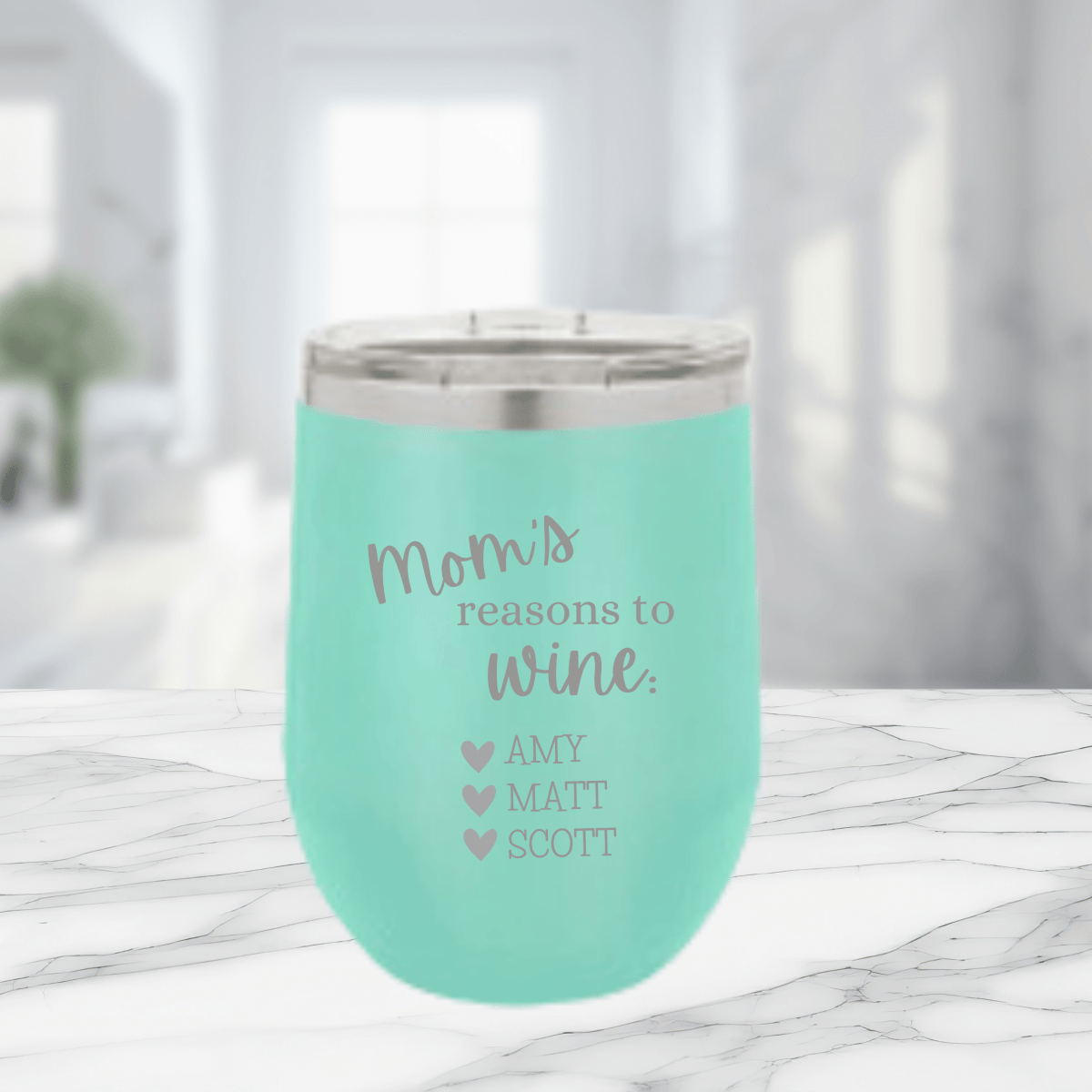 Personalized Mom&#39;s Whine On The Go Tumbler for her, Customized Gifts for Women by Groovy Girl Gifts