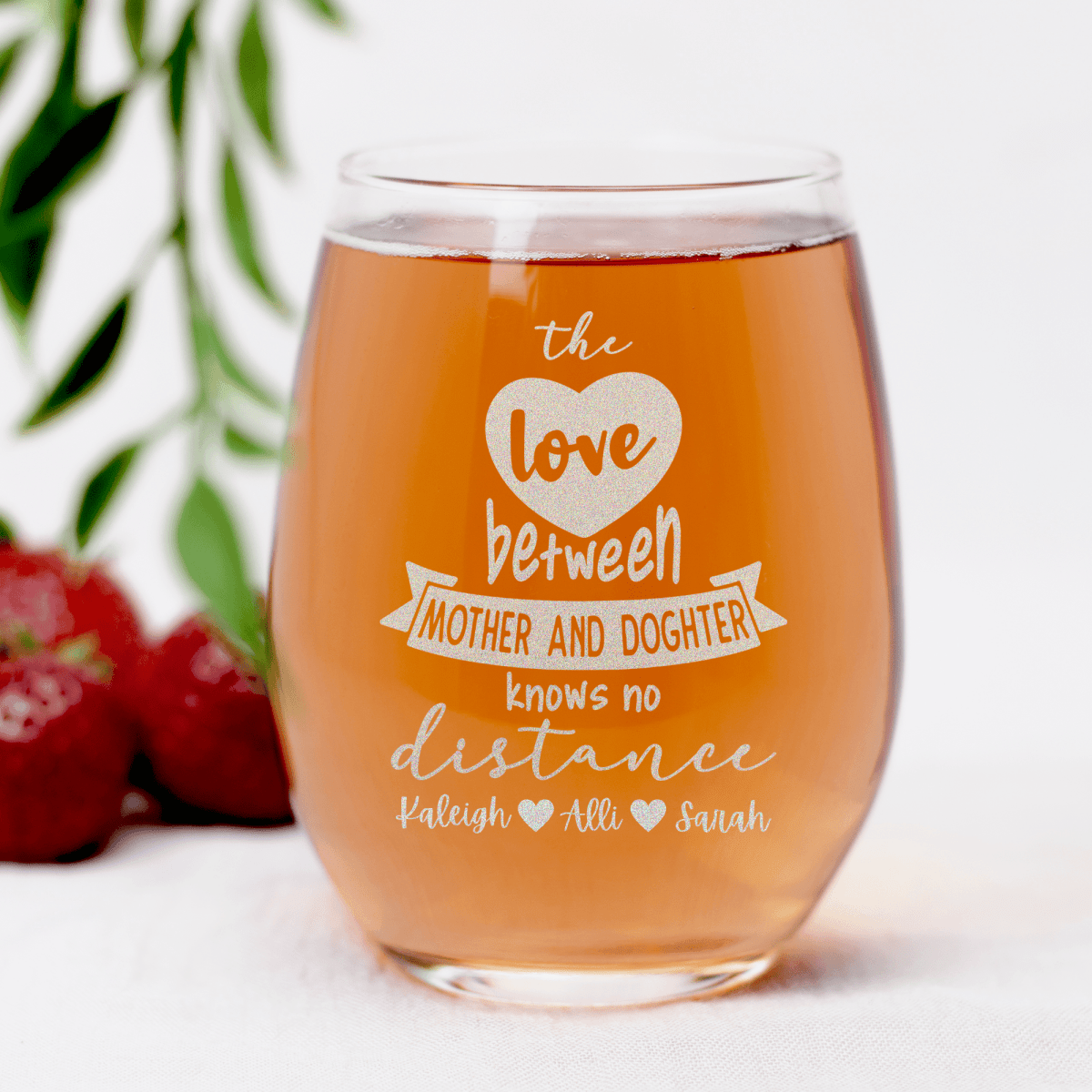 Personalized Mothers And Daughters Stemless Wine Glass for her, Customized Gifts for Women by Groovy Girl Gifts