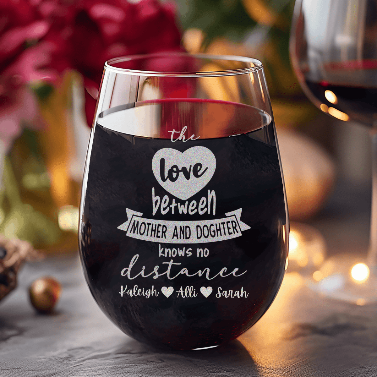 Personalized Mothers And Daughters Stemless Wine Glass for her, Customized Gifts for Women by Groovy Girl Gifts