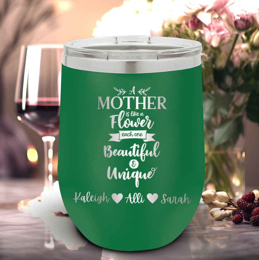 Personalized Mothers Are Like Flowers Wine Tumbler for her, Customized Gifts for Women by Groovy Girl Gifts
