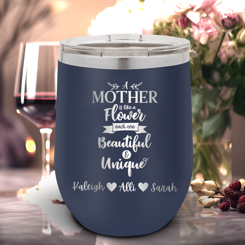 Personalized Mothers Are Like Flowers Wine Tumbler for her, Customized Gifts for Women by Groovy Girl Gifts
