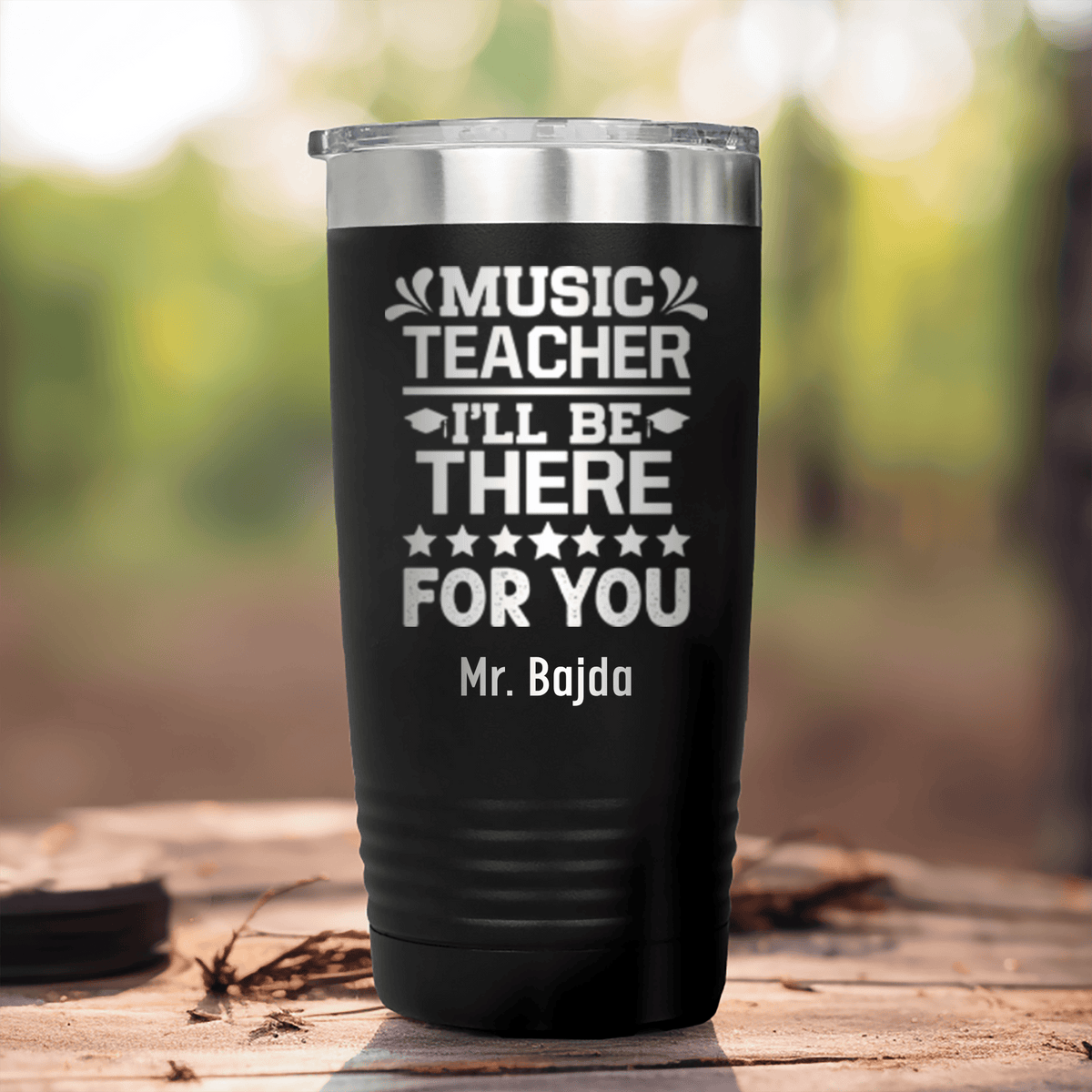 Black Teacher Tumbler With Music Teacher Design
