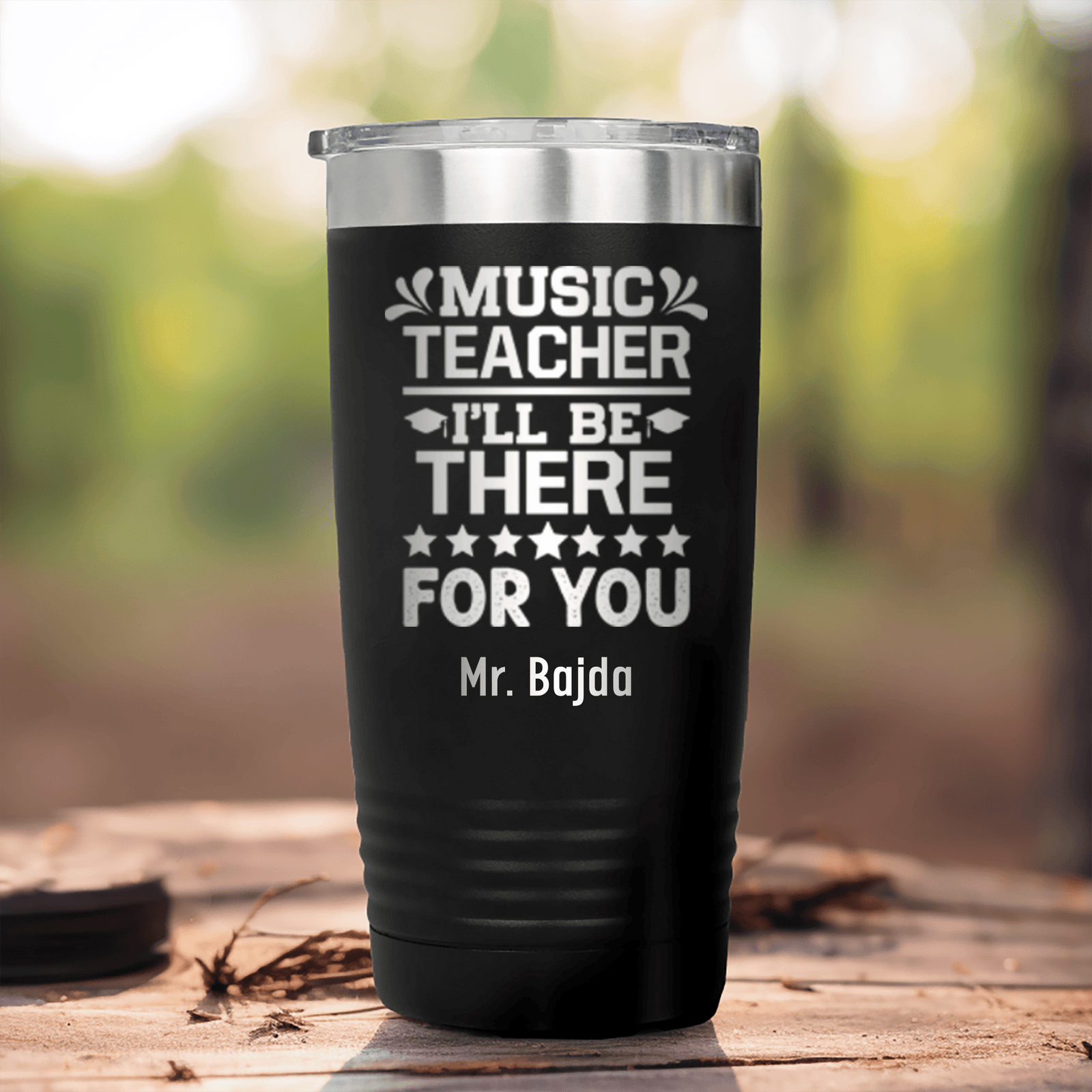 Black Teacher Tumbler With Music Teacher Design