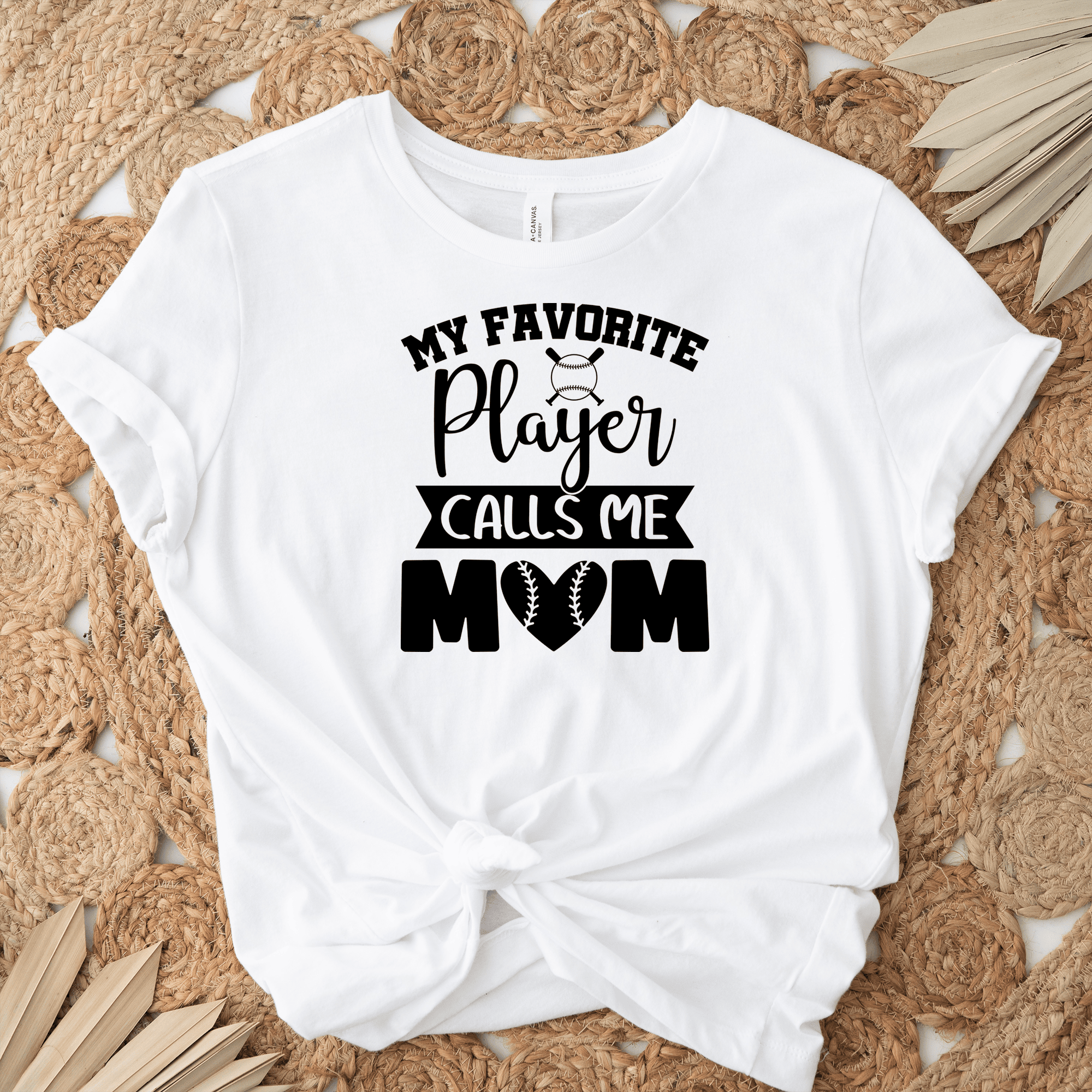 Womens White T Shirt with My-Favorite-Athlete-Calls-Me-Mom design