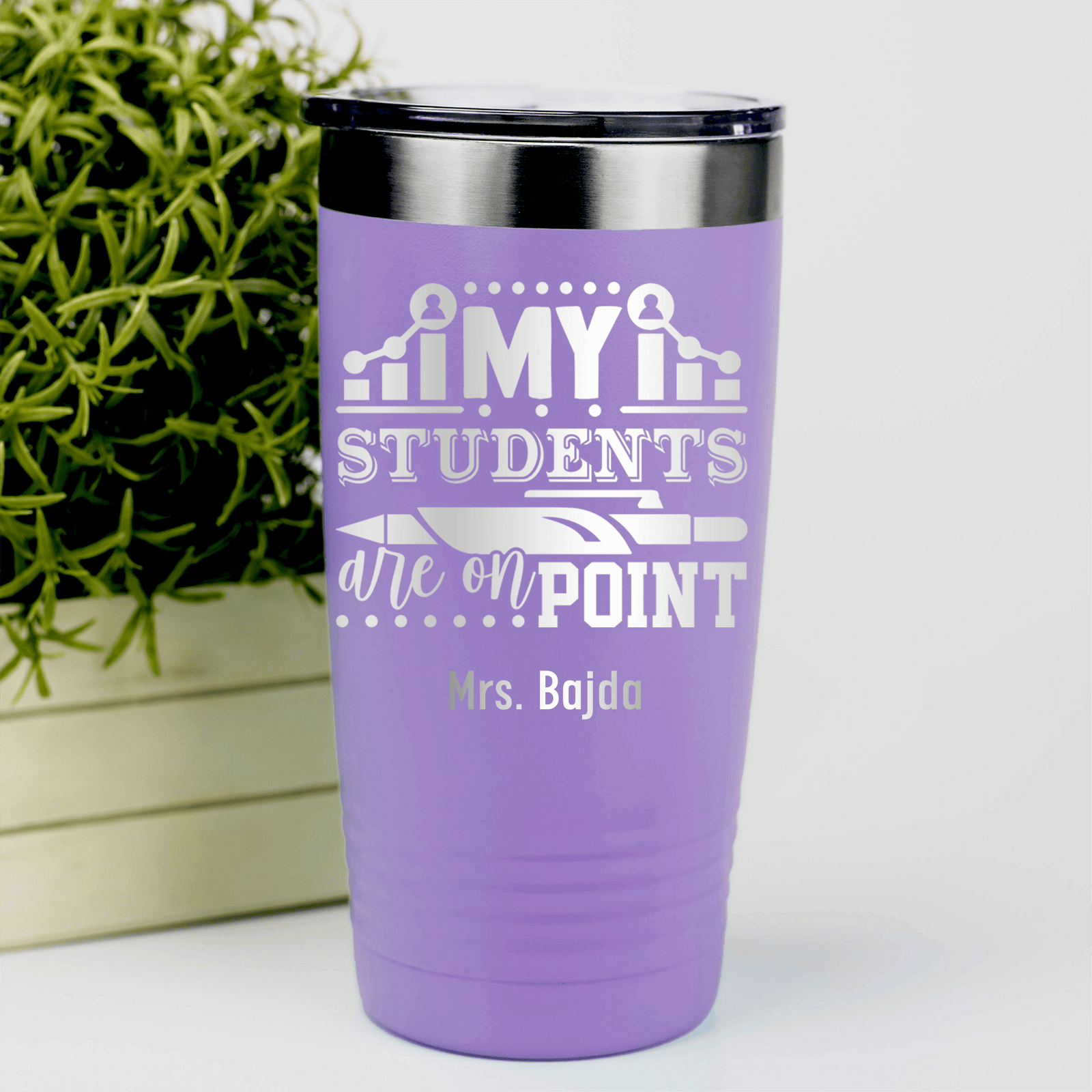 Light Purple Teacher Tumbler With My Students Are On Point Design