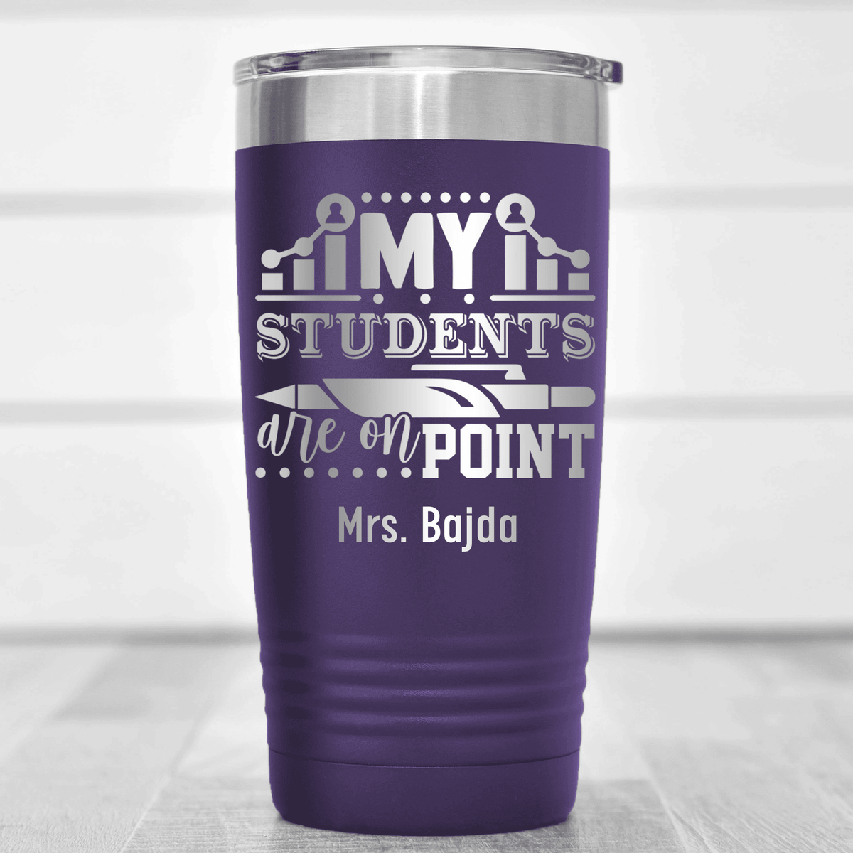 Purple Teacher Tumbler With My Students Are On Point Design