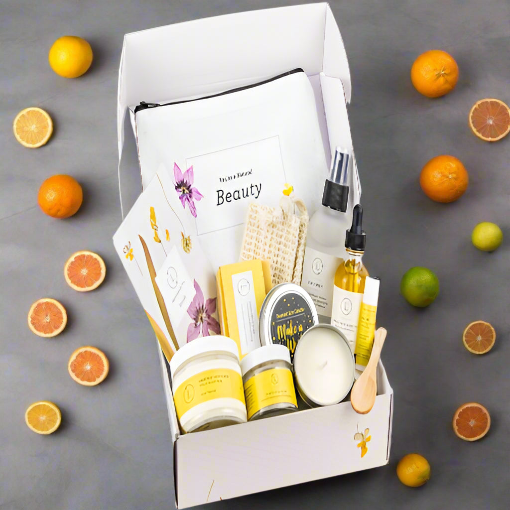 Luxury Citrus Spa Gift Set – Body Scrub, Grapefruit Oil, Candle & Skincare Essentials – Relaxation Gift Box