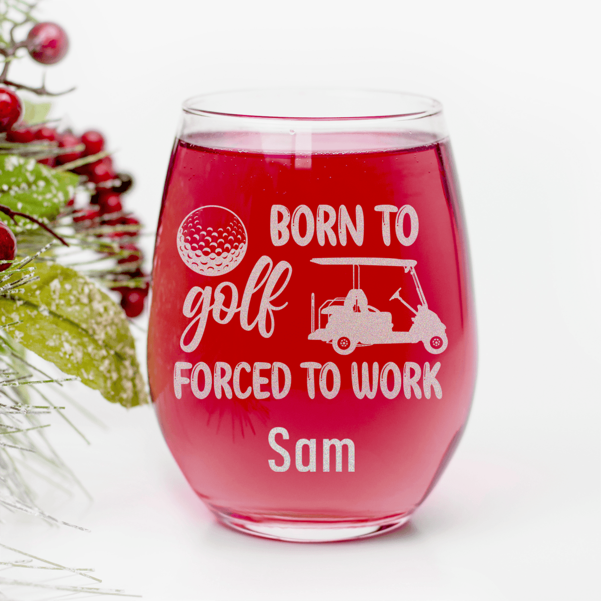 Personalized Never Meant To Work Stemless Wine Glass for her, Customized Gifts for Women by Groovy Girl Gifts