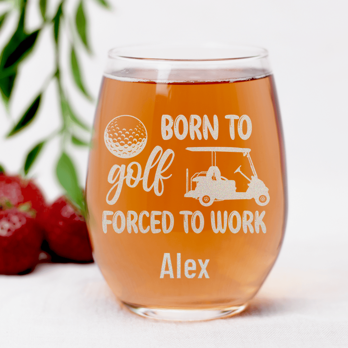 Personalized Never Meant To Work Stemless Wine Glass for her, Customized Gifts for Women by Groovy Girl Gifts