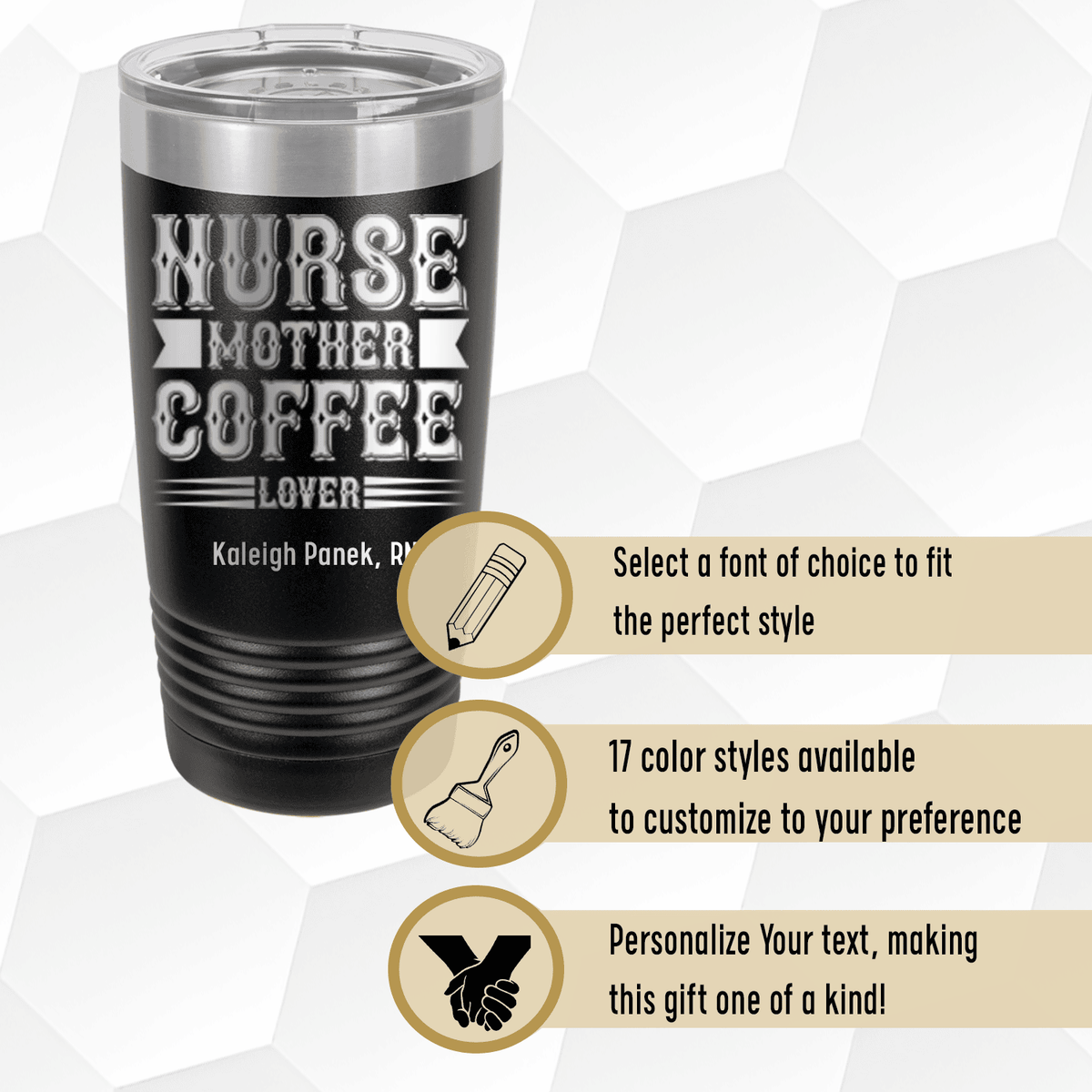 Personalized Nurse Mother And Coffee Tumbler for her, Customized Gifts for Women by Groovy Girl Gifts