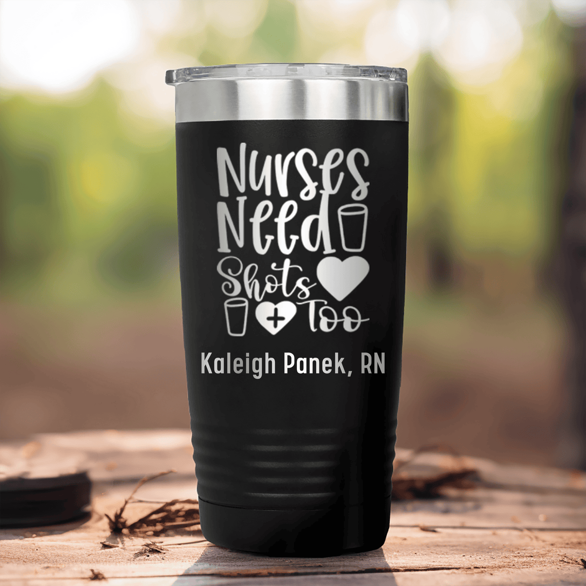 Black Nurse Tumbler With Nurses Need Shots Too Design