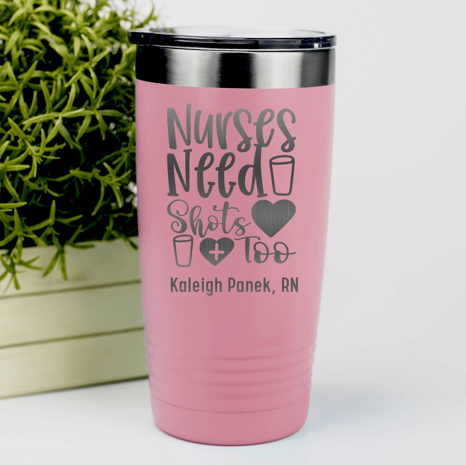 Salmon Nurse Tumbler With Nurses Need Shots Too Design