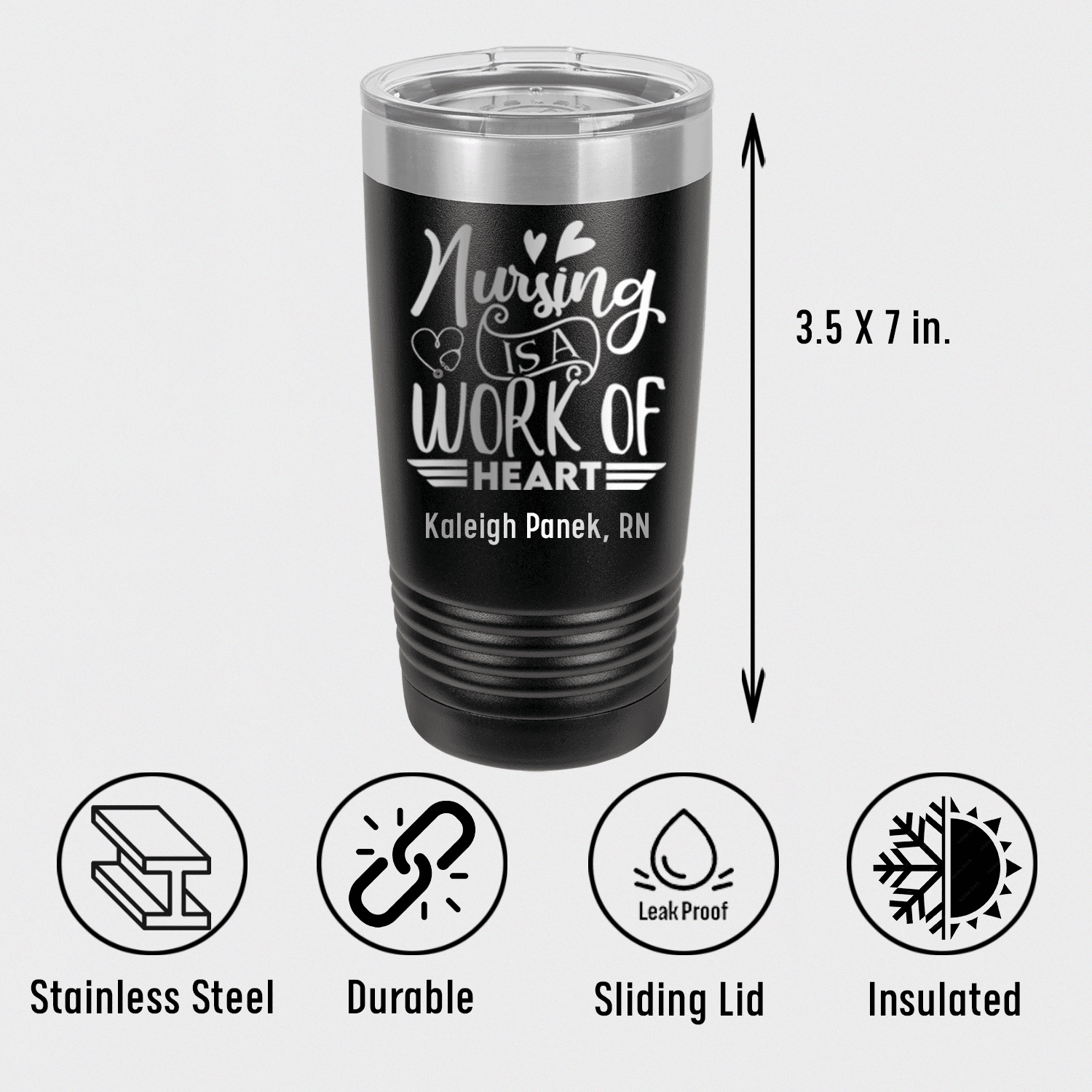 Personalized Nursing Is Work Of Heart Tumbler for her, Customized Gifts for Women by Groovy Girl Gifts