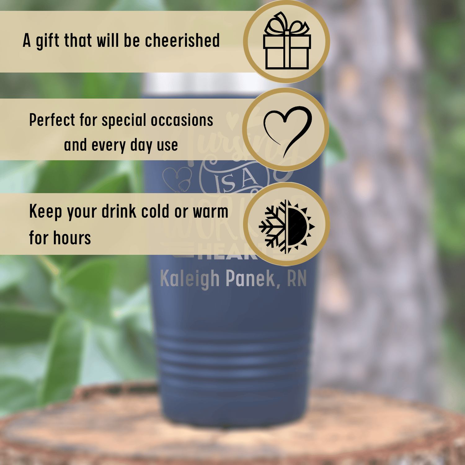 Personalized Nursing Is Work Of Heart Tumbler for her, Customized Gifts for Women by Groovy Girl Gifts