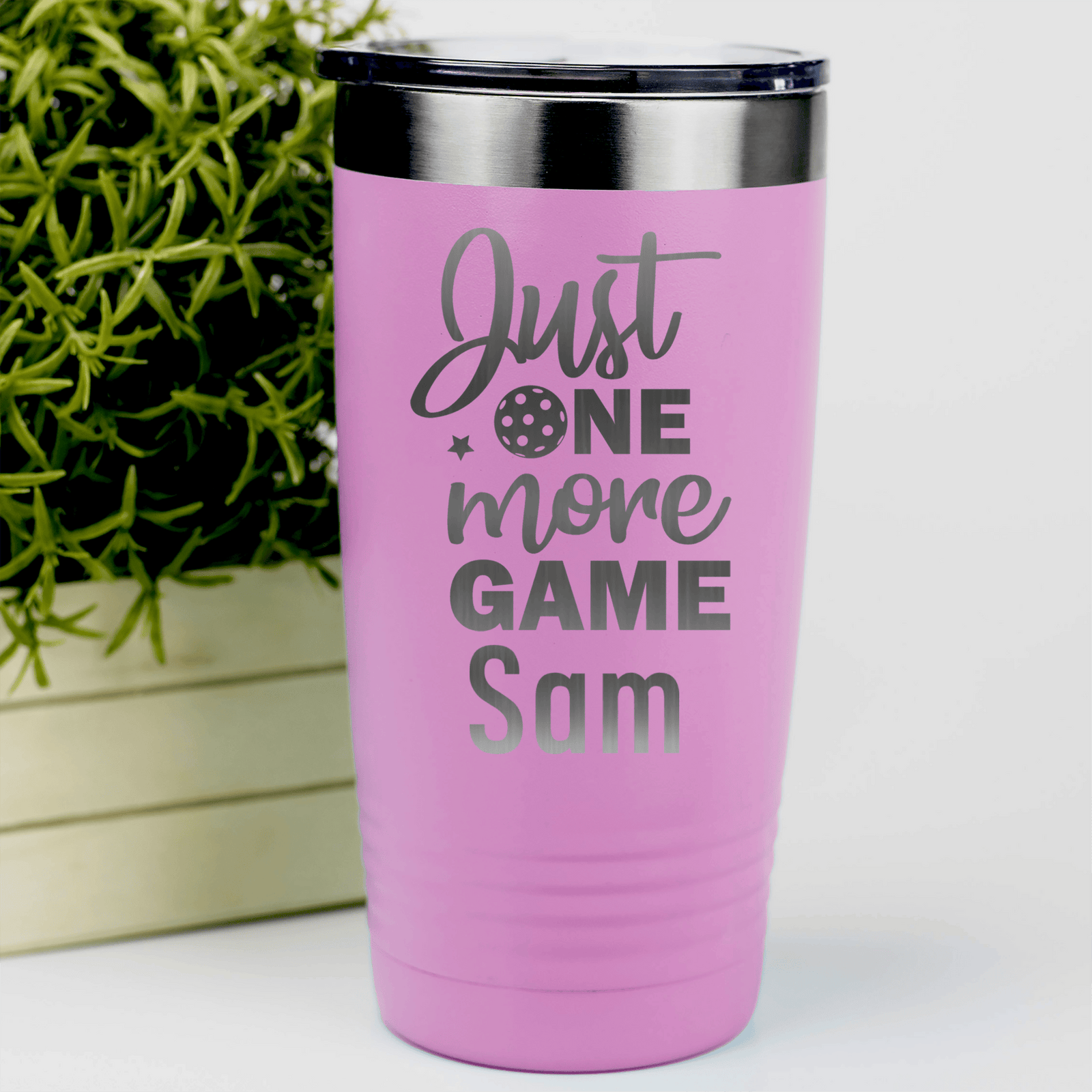 Pink Pickleball Tumbler With One More Pickle Design