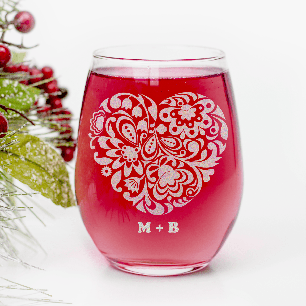 Paper Heart Strings Stemless Wine Glass