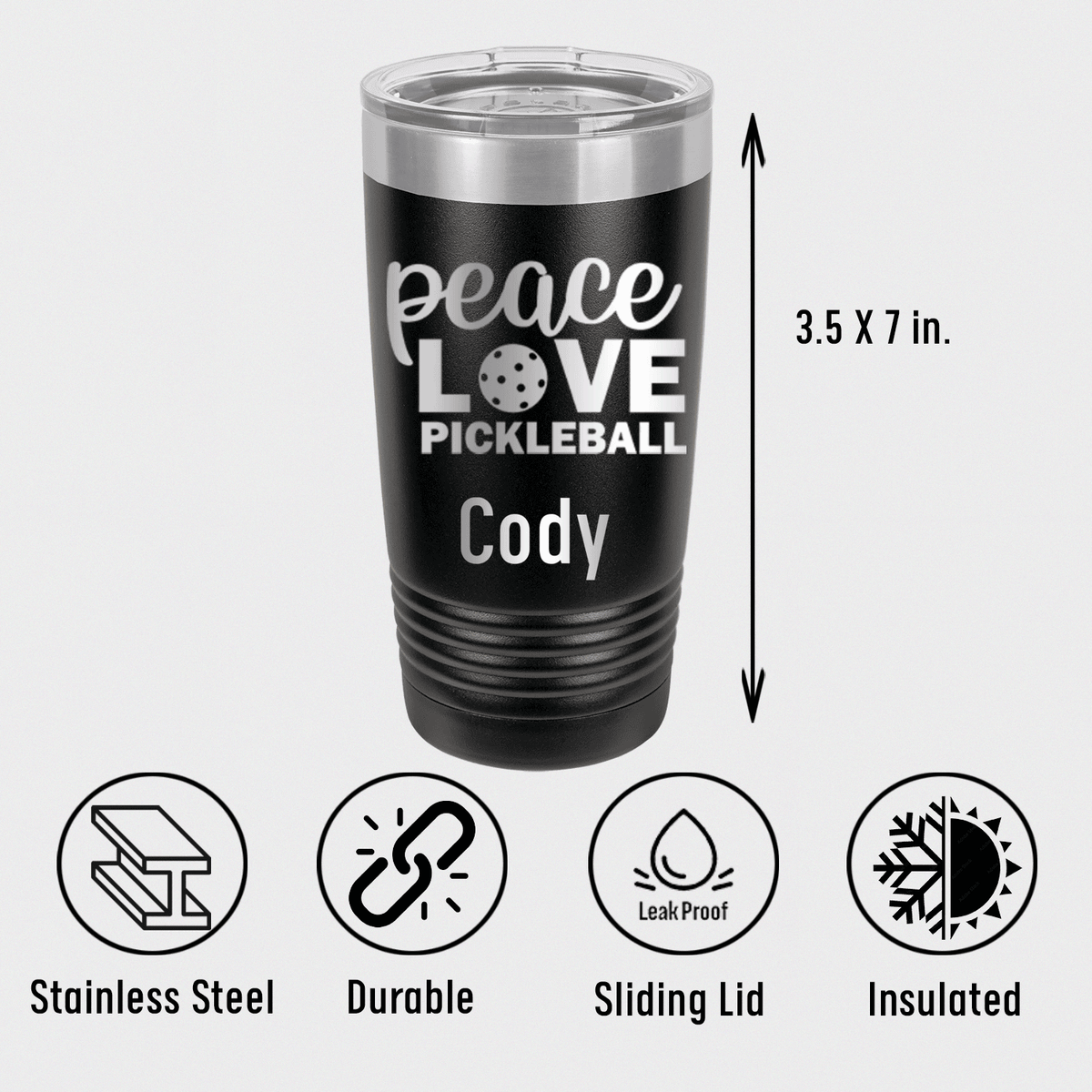 Personalized Peace Love Pickleball Tumbler for her, Customized Gifts for Women by Groovy Girl Gifts