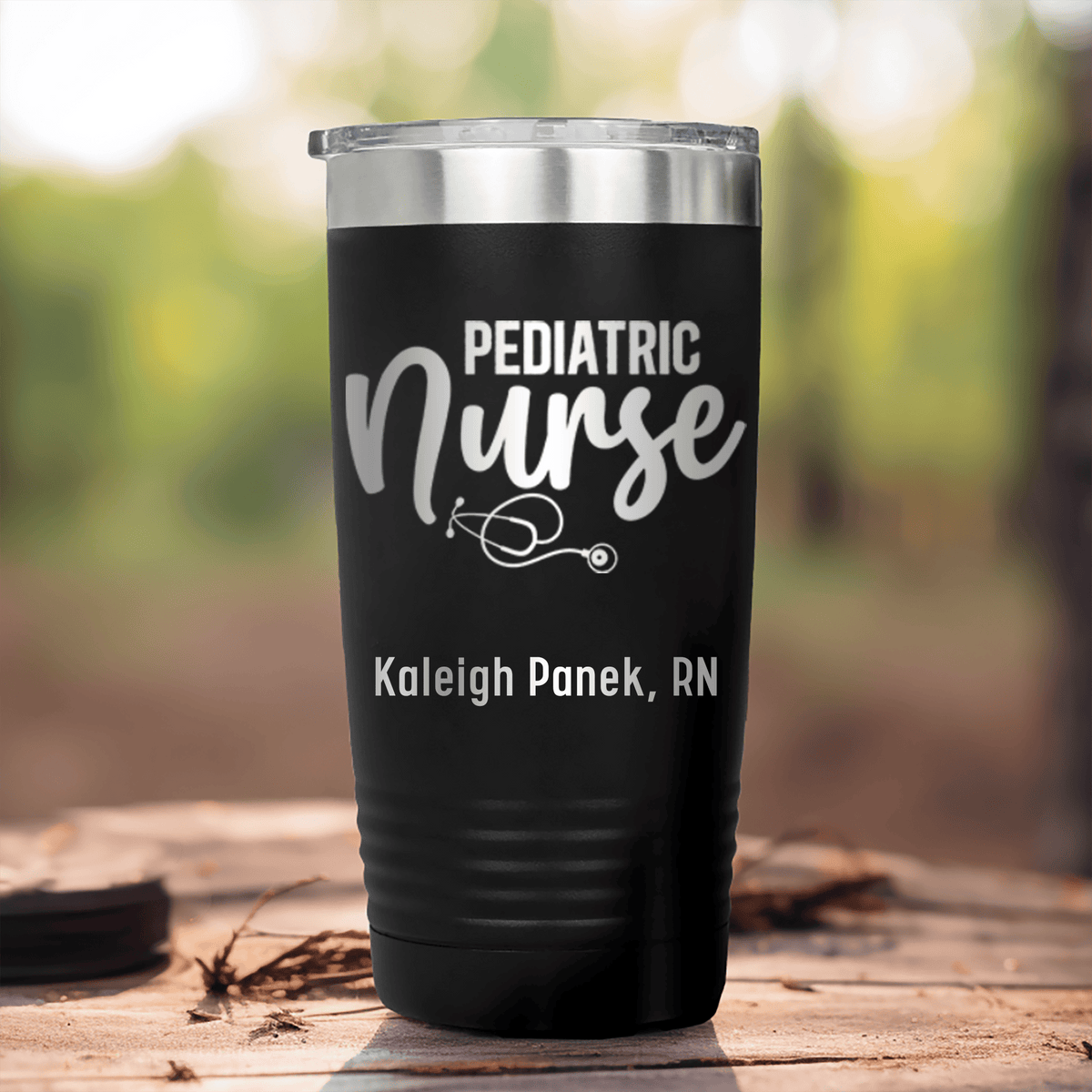 Black Nurse Tumbler With Pediatric Nurse Design