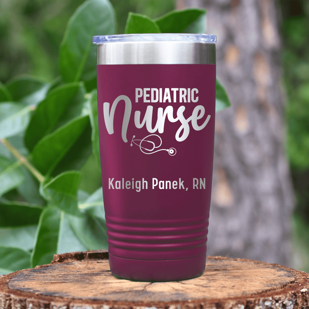 Maroon Nurse Tumbler With Pediatric Nurse Design