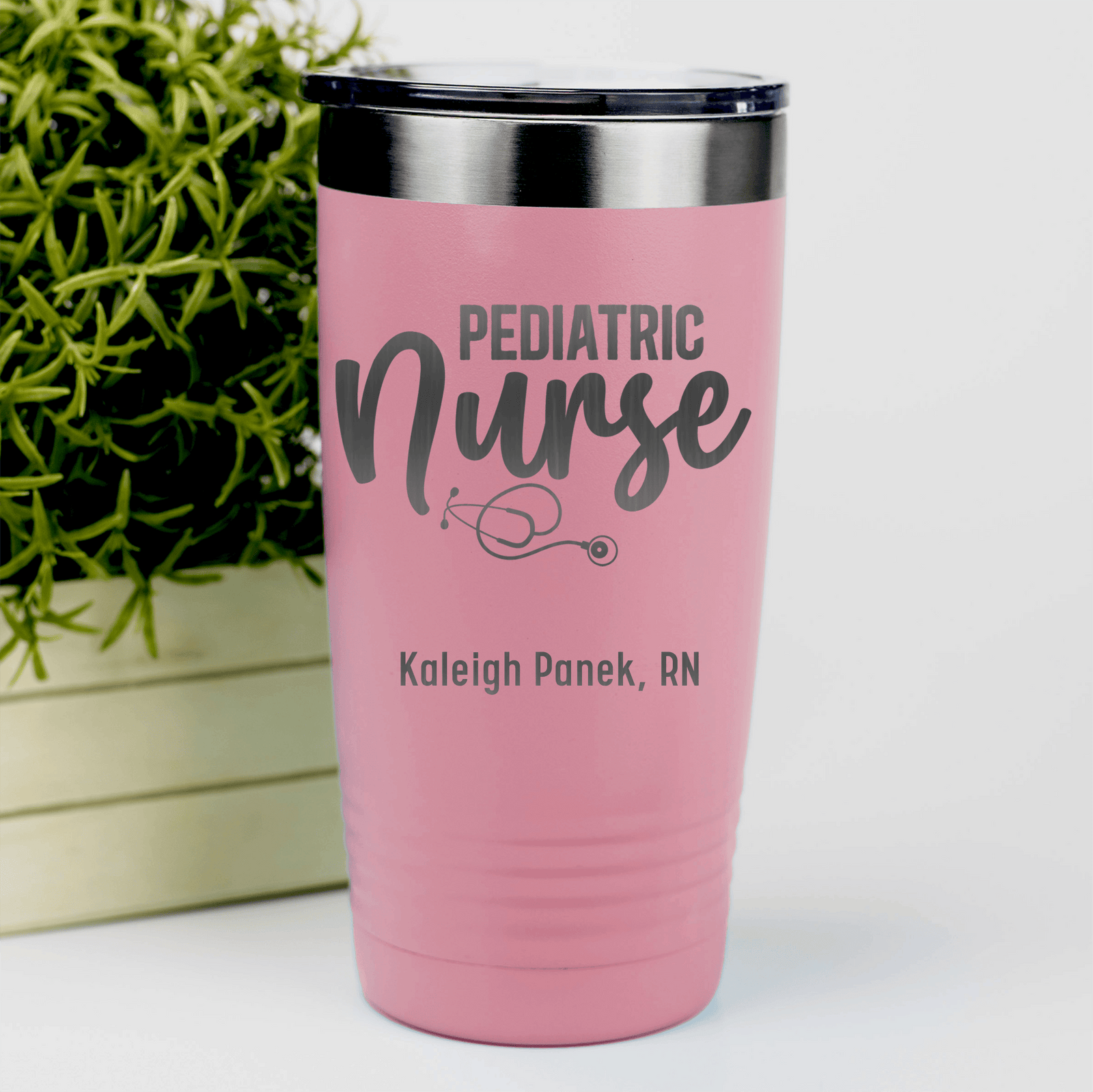 Salmon Nurse Tumbler With Pediatric Nurse Design