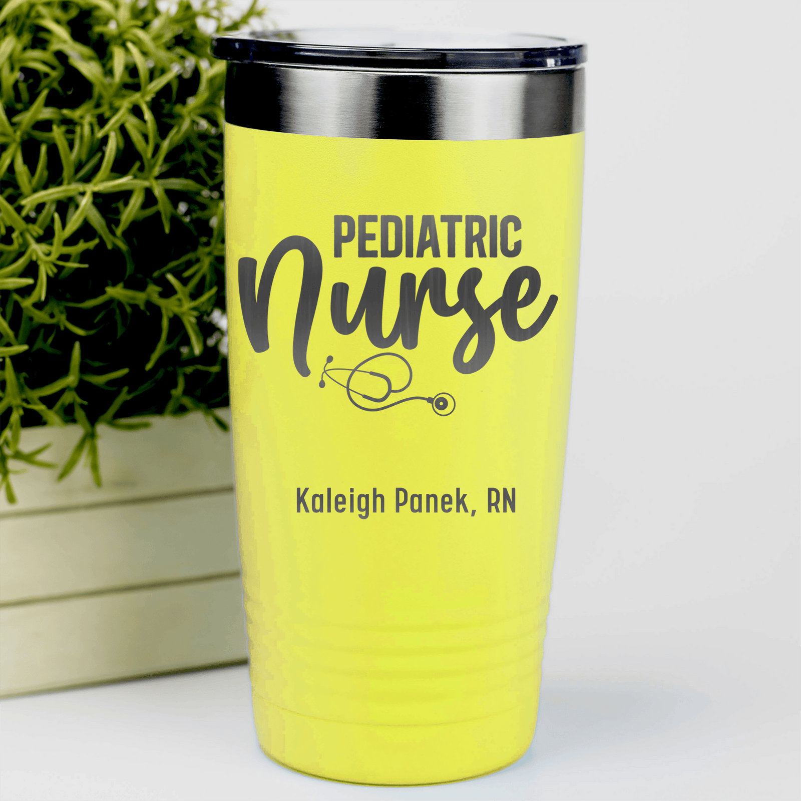 Yellow Nurse Tumbler With Pediatric Nurse Design
