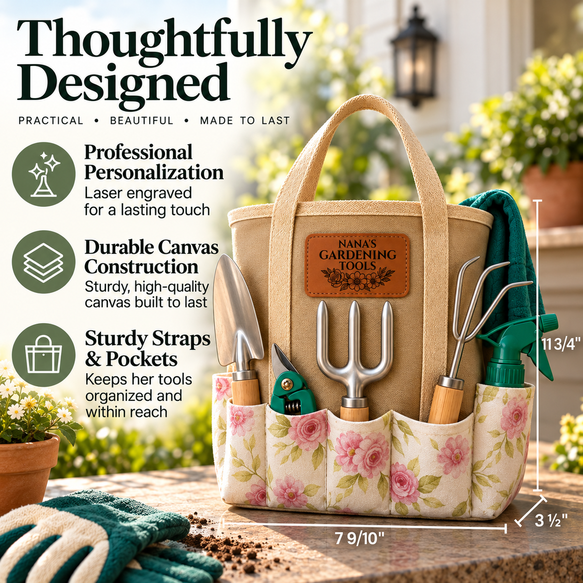 Personalized Garden Tote Set with Tools
