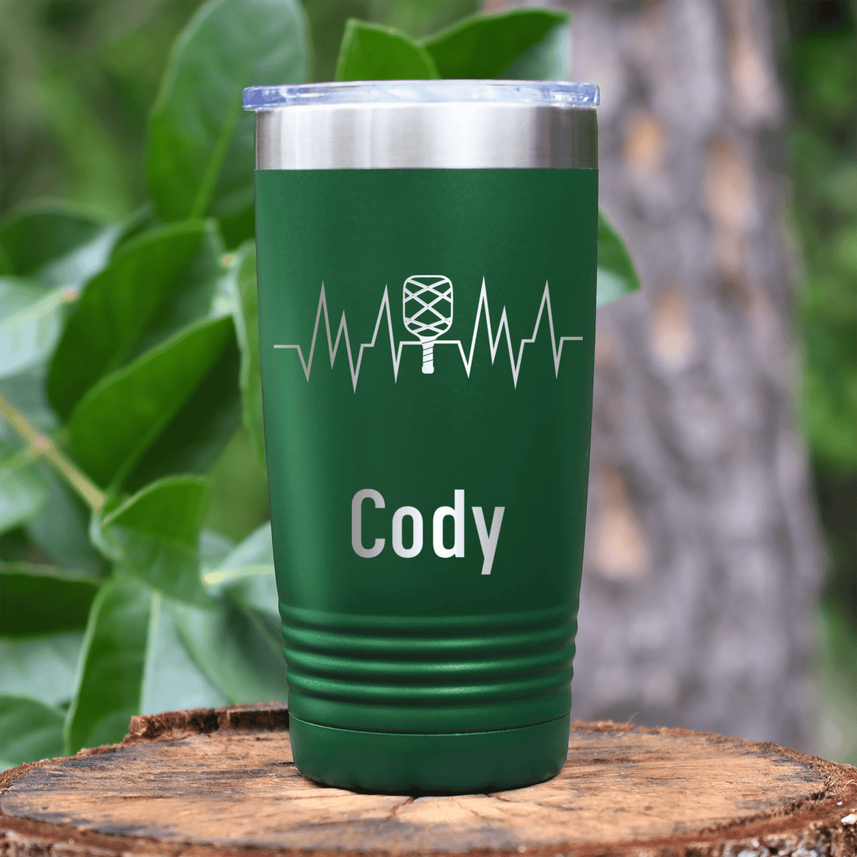 Green Pickleball Tumbler With Pickle Beats Design