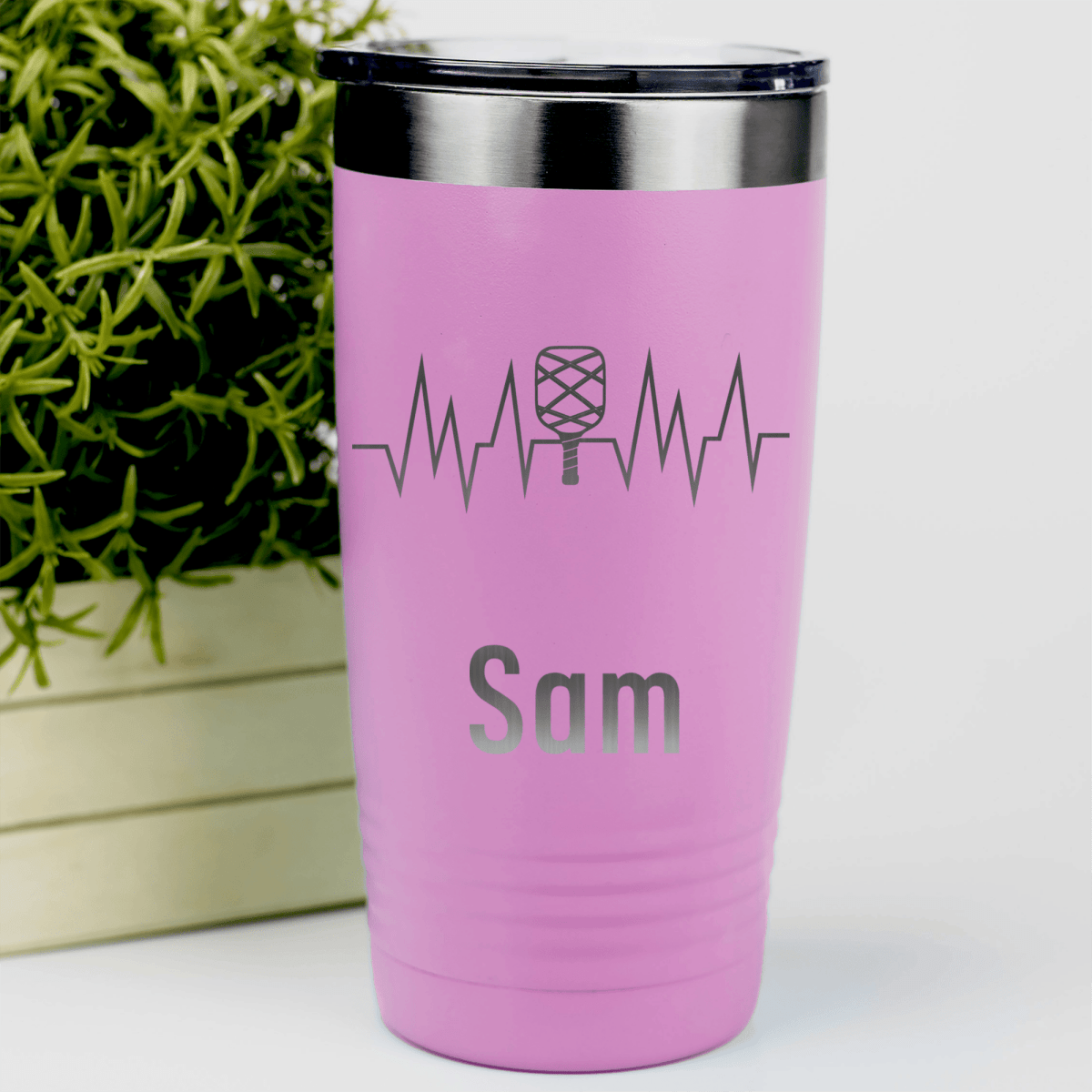 Pink Pickleball Tumbler With Pickle Beats Design