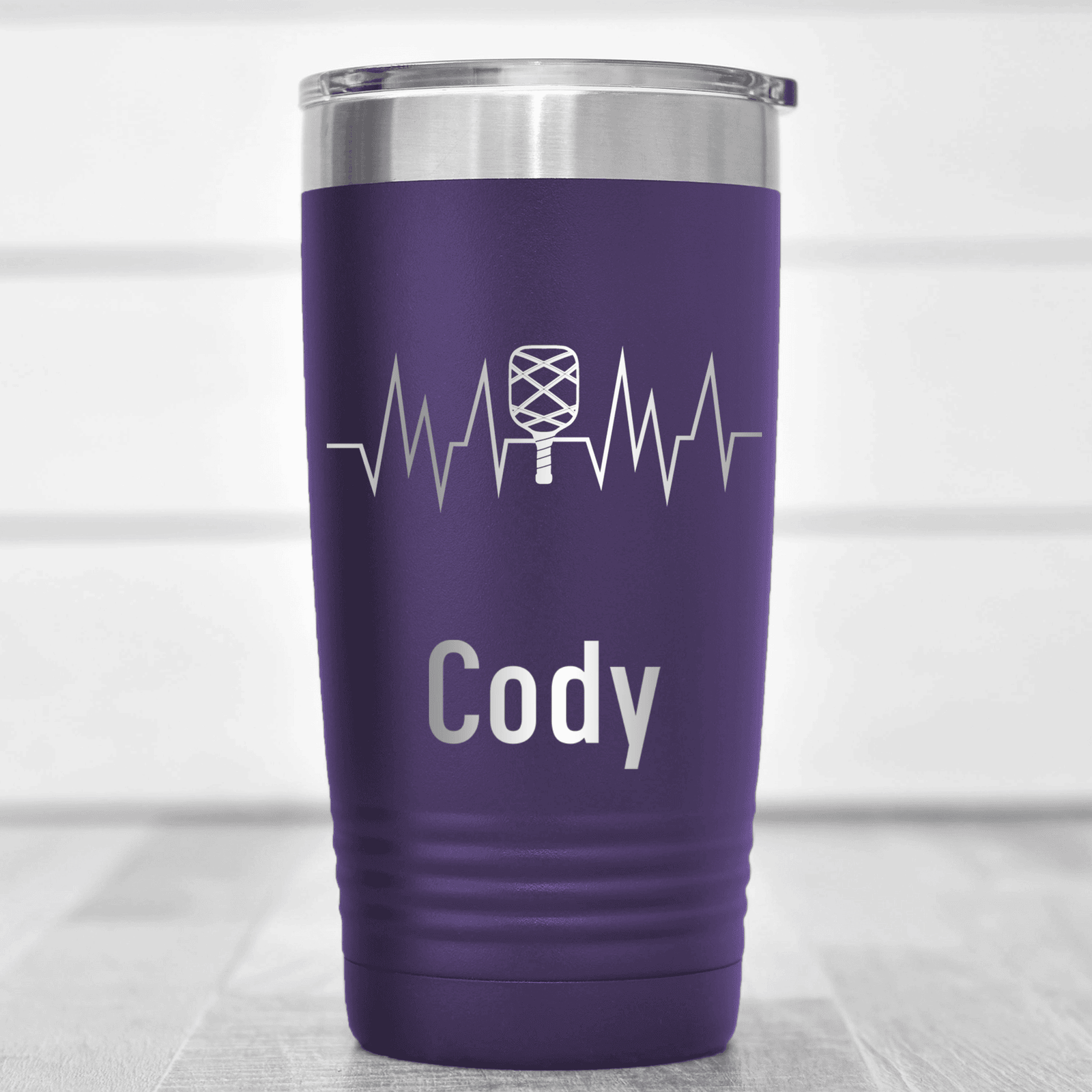 Purple Pickleball Tumbler With Pickle Beats Design
