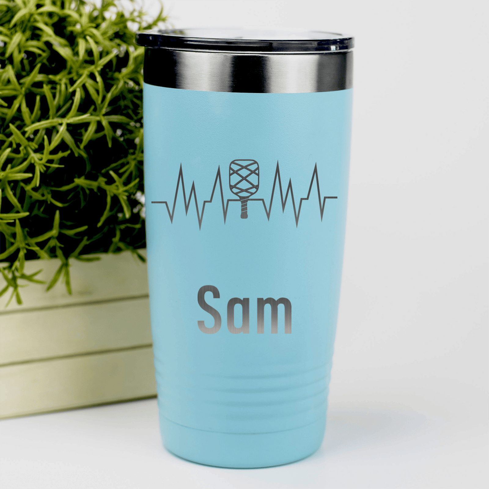 Teal Pickleball Tumbler With Pickle Beats Design