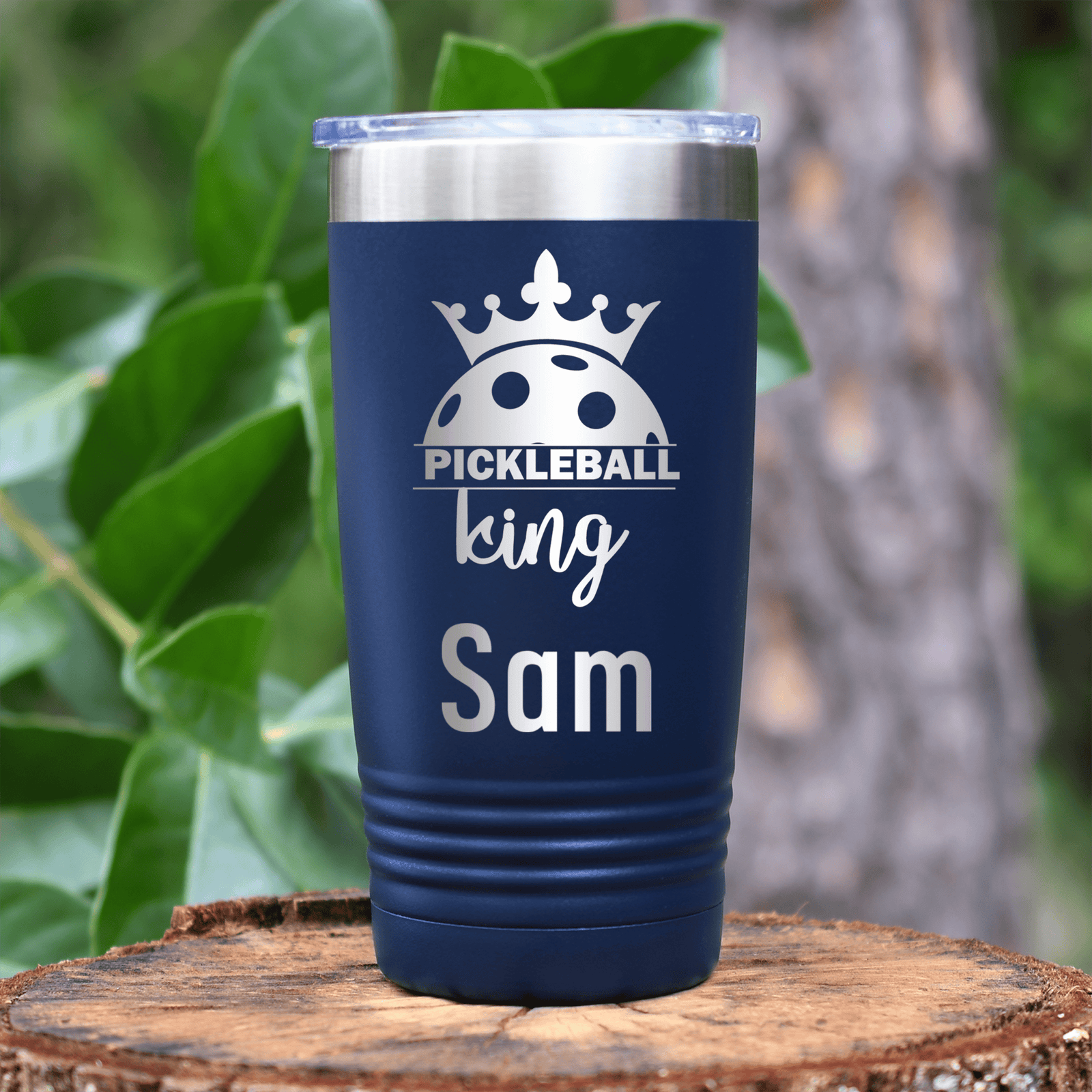 Navy Pickleball Tumbler With Pickle King Design