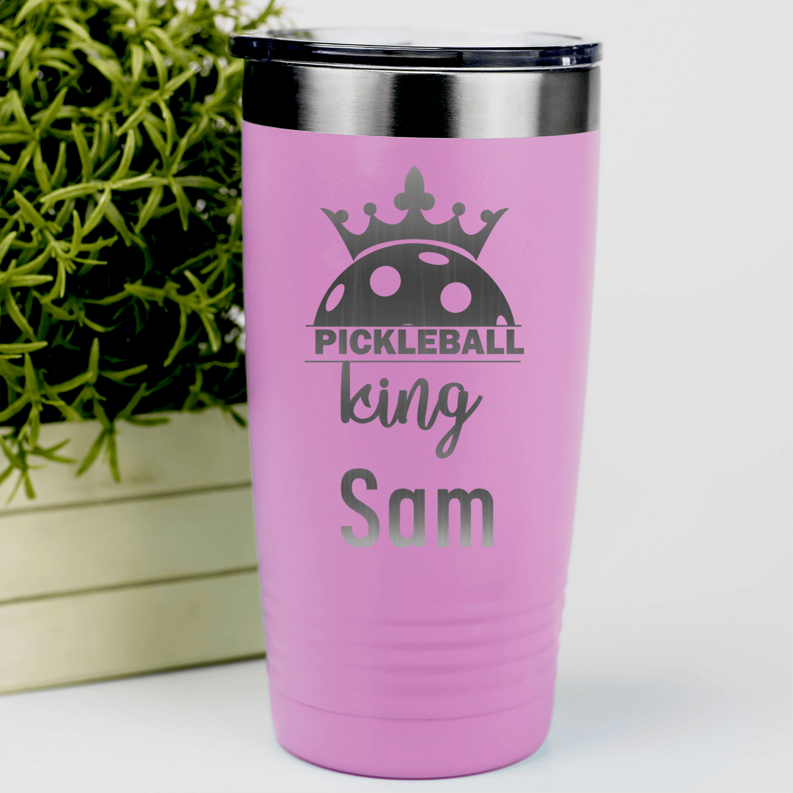 Pink Pickleball Tumbler With Pickle King Design