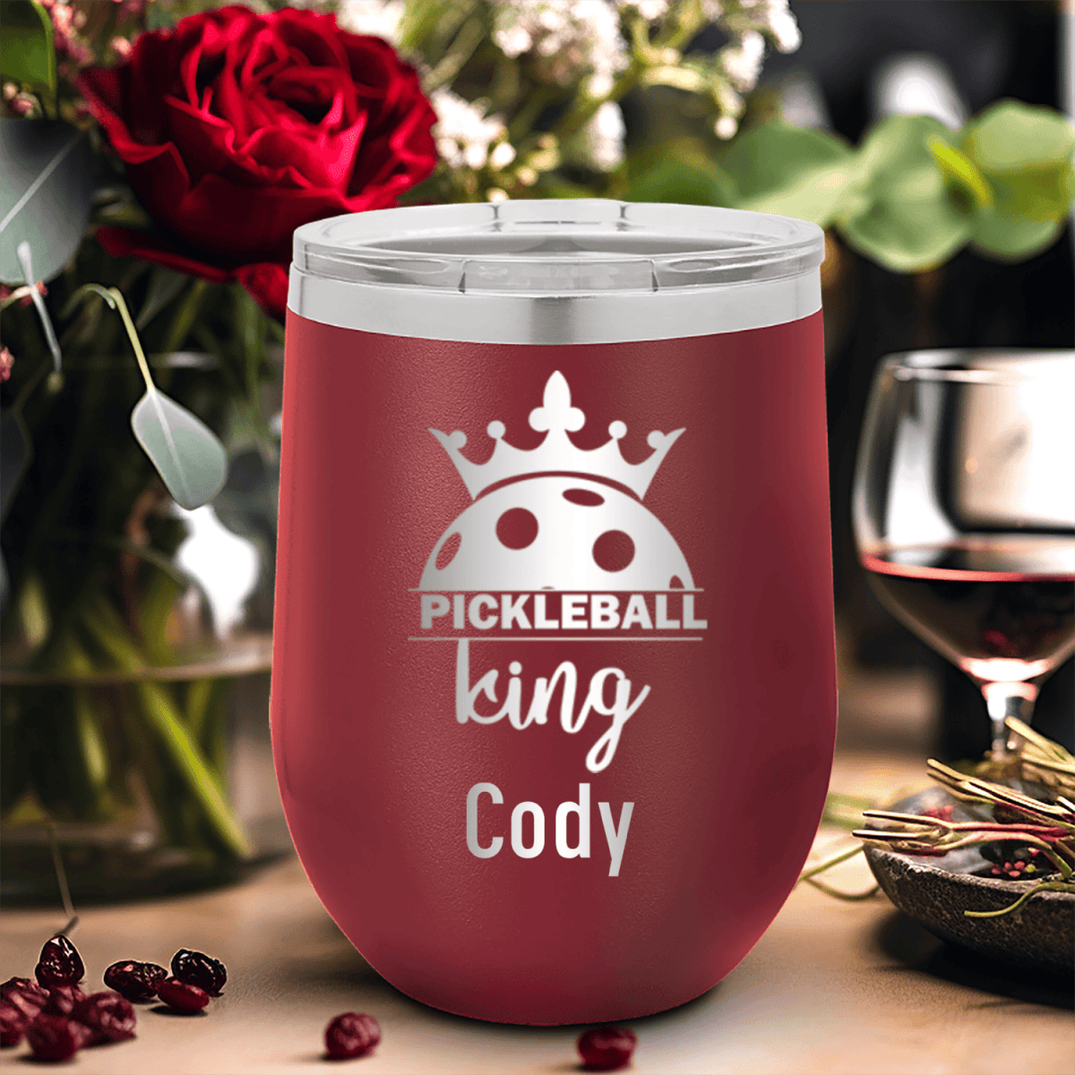 Personalized Pickle King Wine Tumbler for her, Customized Gifts for Women by Groovy Girl Gifts