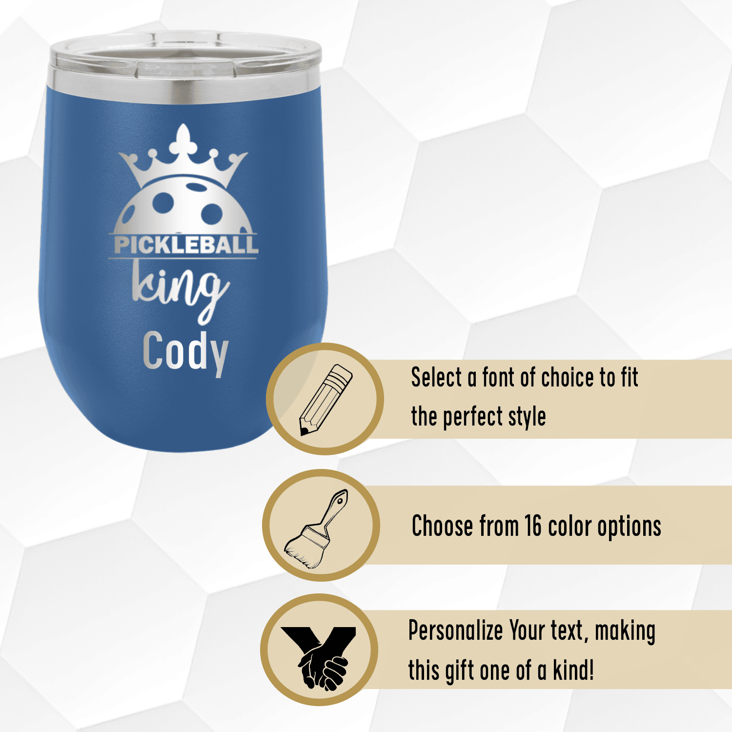 Personalized Pickle King Wine Tumbler for her, Customized Gifts for Women by Groovy Girl Gifts