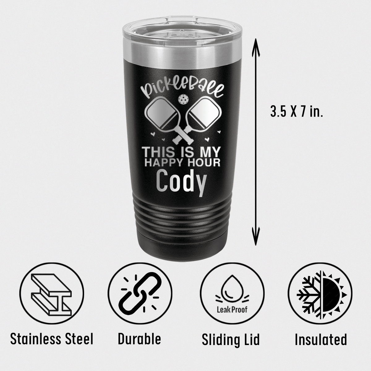 Personalized Pickleball Happy Hour Tumbler for her, Customized Gifts for Women by Groovy Girl Gifts