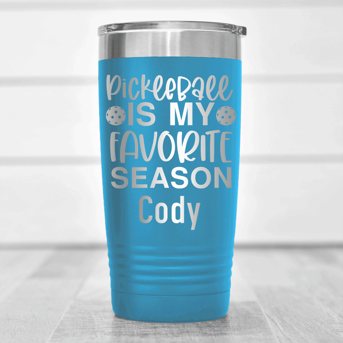 Light Blue Pickleball Tumbler With Pickleball Season Design