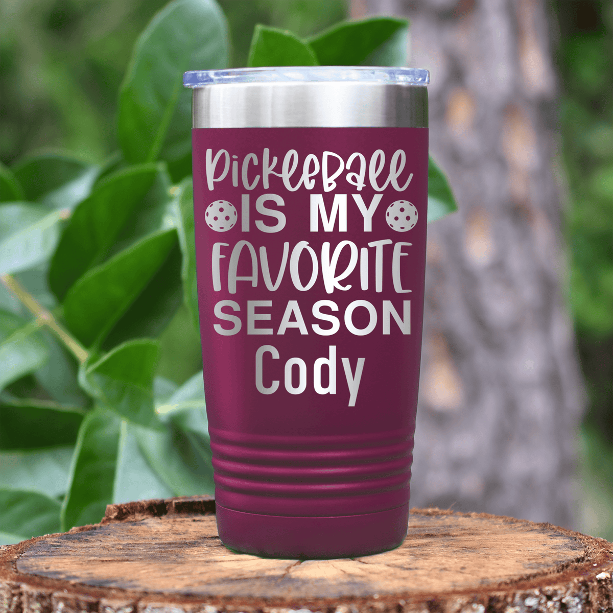 Maroon Pickleball Tumbler With Pickleball Season Design