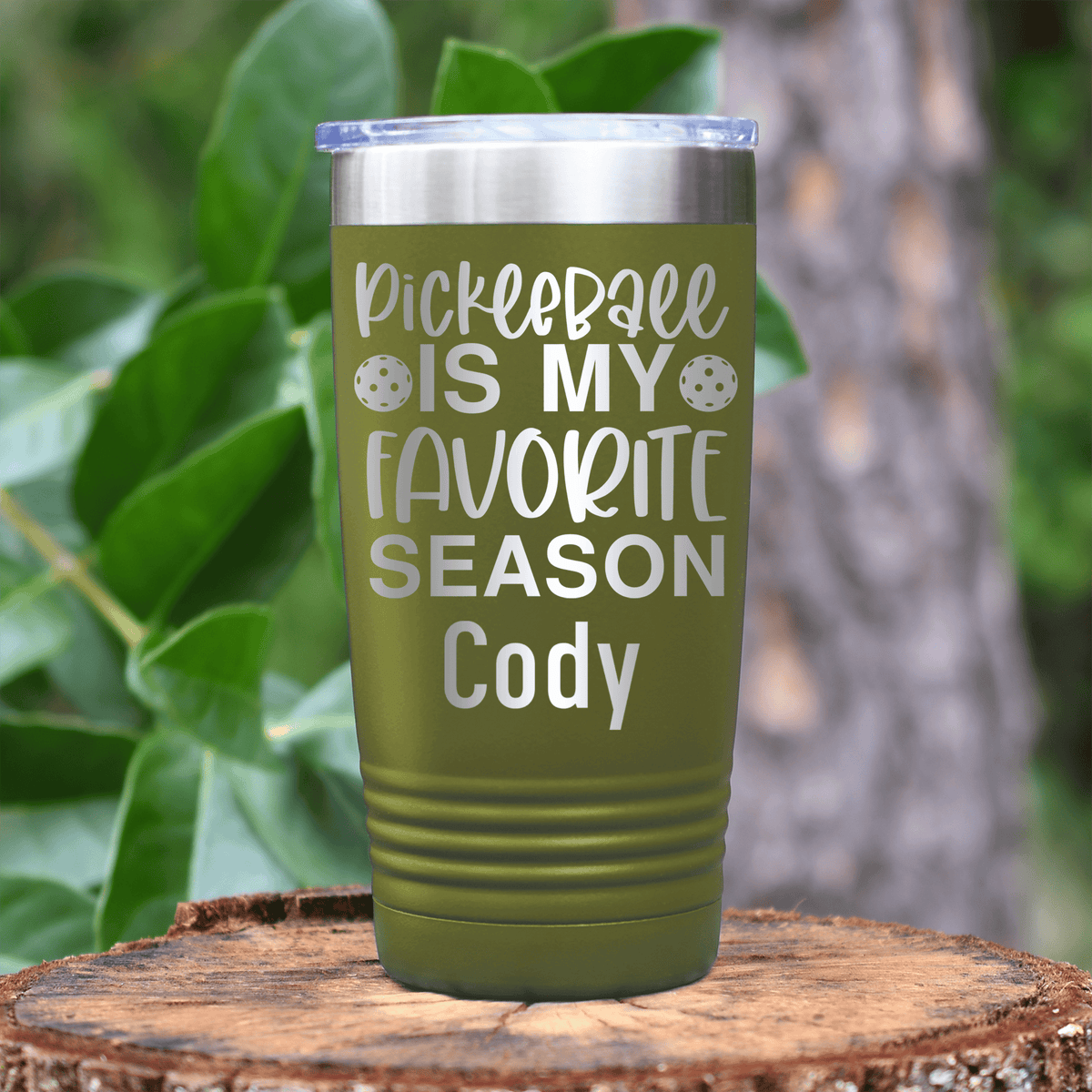 Military Green Pickleball Tumbler With Pickleball Season Design