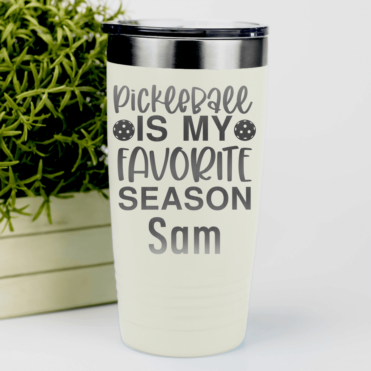 White Pickleball Tumbler With Pickleball Season Design