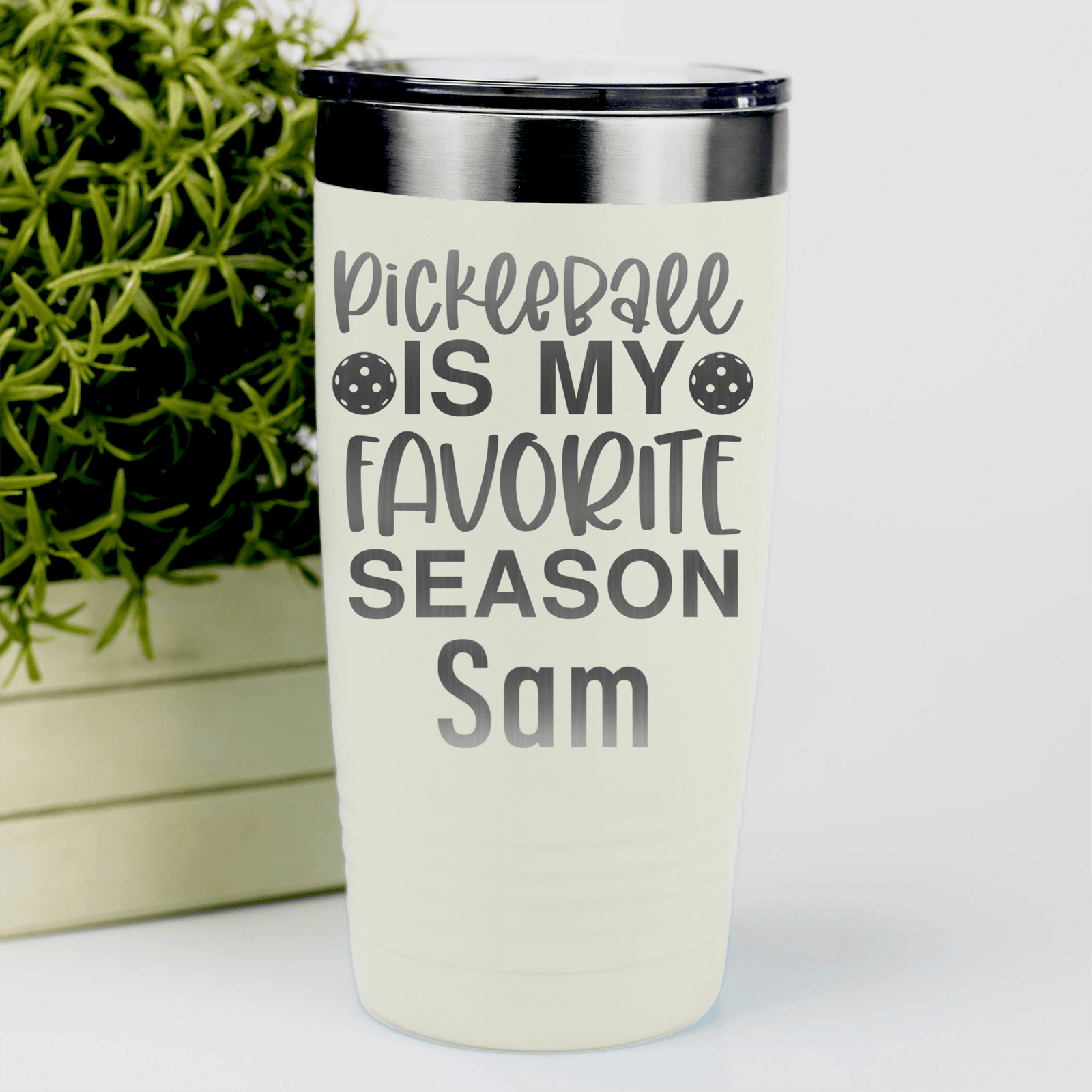White Pickleball Tumbler With Pickleball Season Design