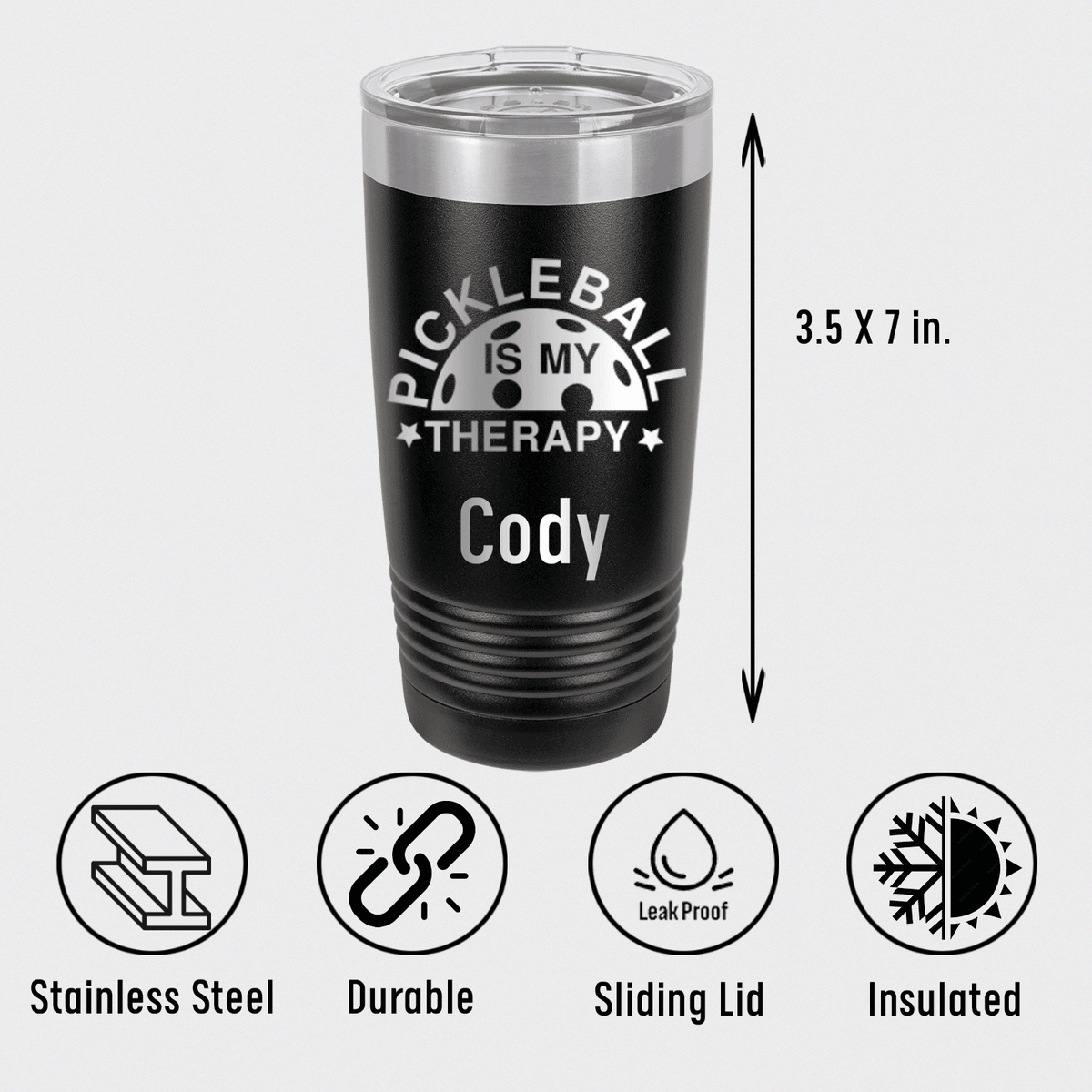 Personalized Pickleball Therapy Tumbler for her, Customized Gifts for Women by Groovy Girl Gifts