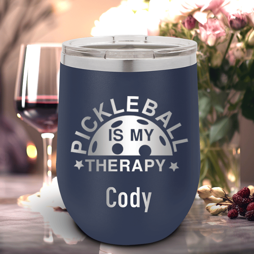 Personalized Pickleball Therapy Wine Tumbler for her, Customized Gifts for Women by Groovy Girl Gifts