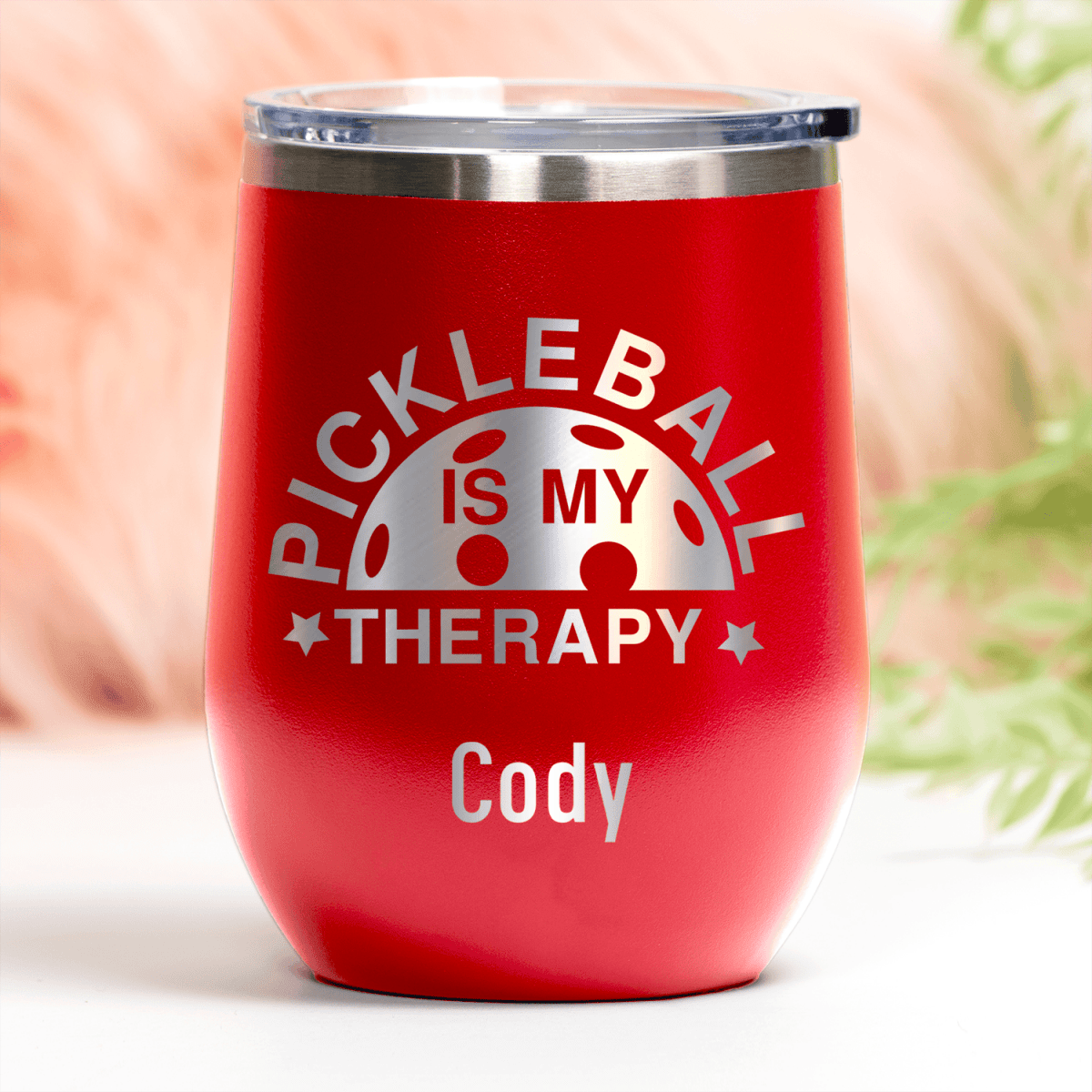 Personalized Pickleball Therapy Wine Tumbler for her, Customized Gifts for Women by Groovy Girl Gifts