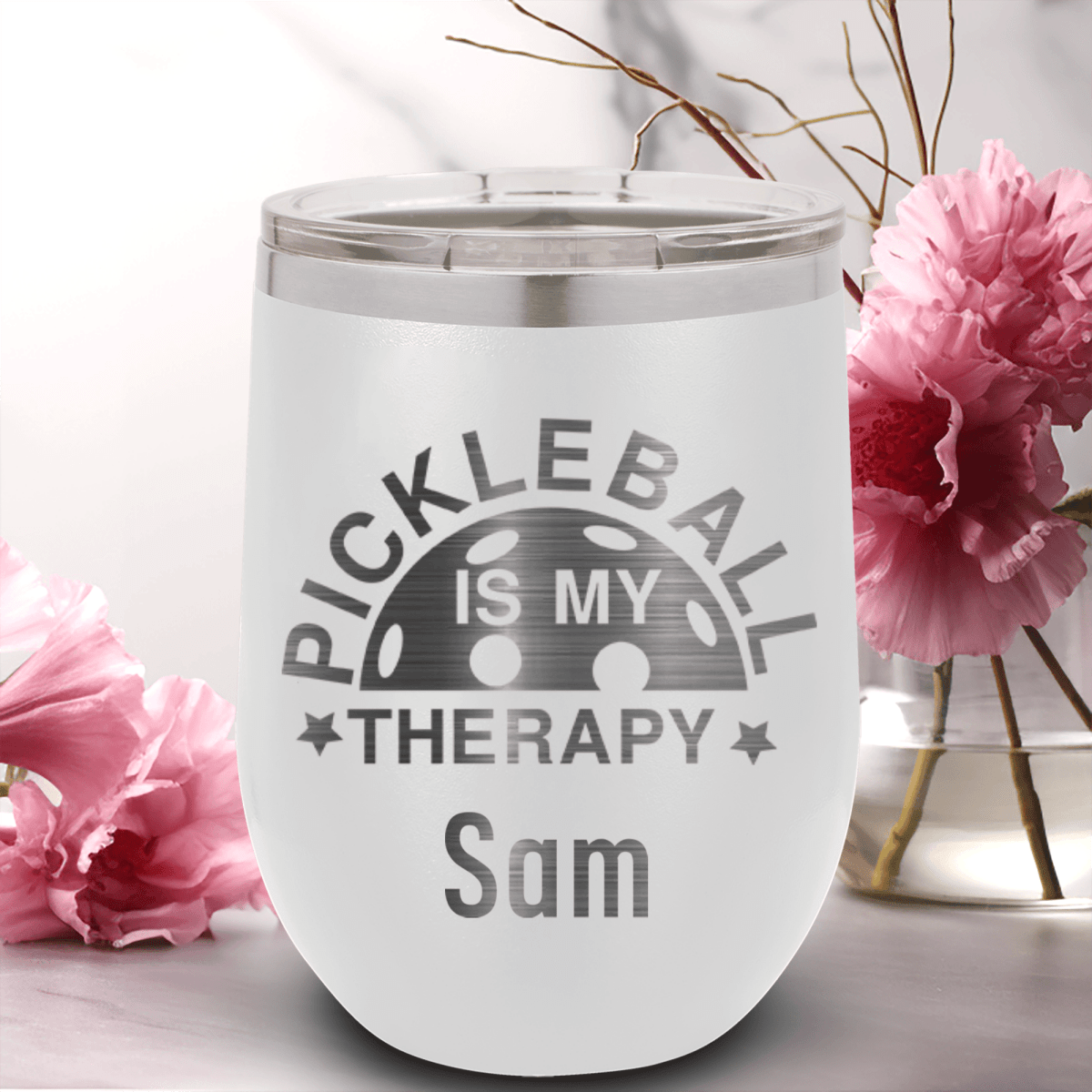 Personalized Pickleball Therapy Wine Tumbler for her, Customized Gifts for Women by Groovy Girl Gifts