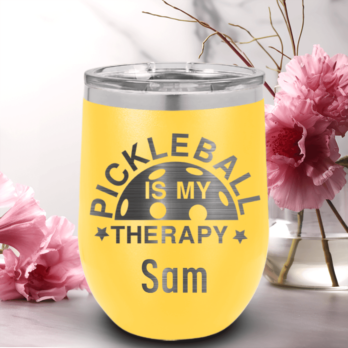 Personalized Pickleball Therapy Wine Tumbler for her, Customized Gifts for Women by Groovy Girl Gifts