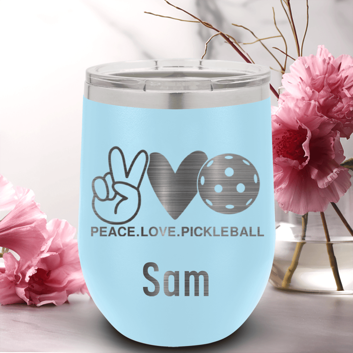 Personalized Pickles Peach And Love Wine Tumbler for her, Customized Gifts for Women by Groovy Girl Gifts